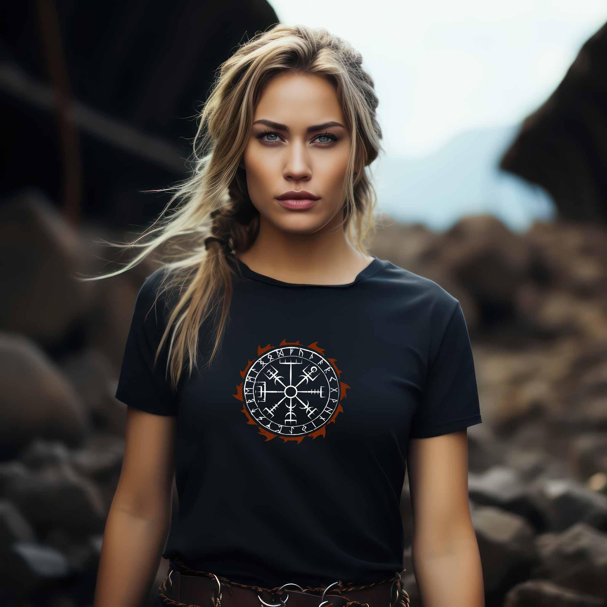 Schildmaiden Expresser Shirt „Vegvisir Wikinger Kompass T-Shirt – Nordischer Wegweiser für Stärke und Schutz“ - Nordic Viking Wear