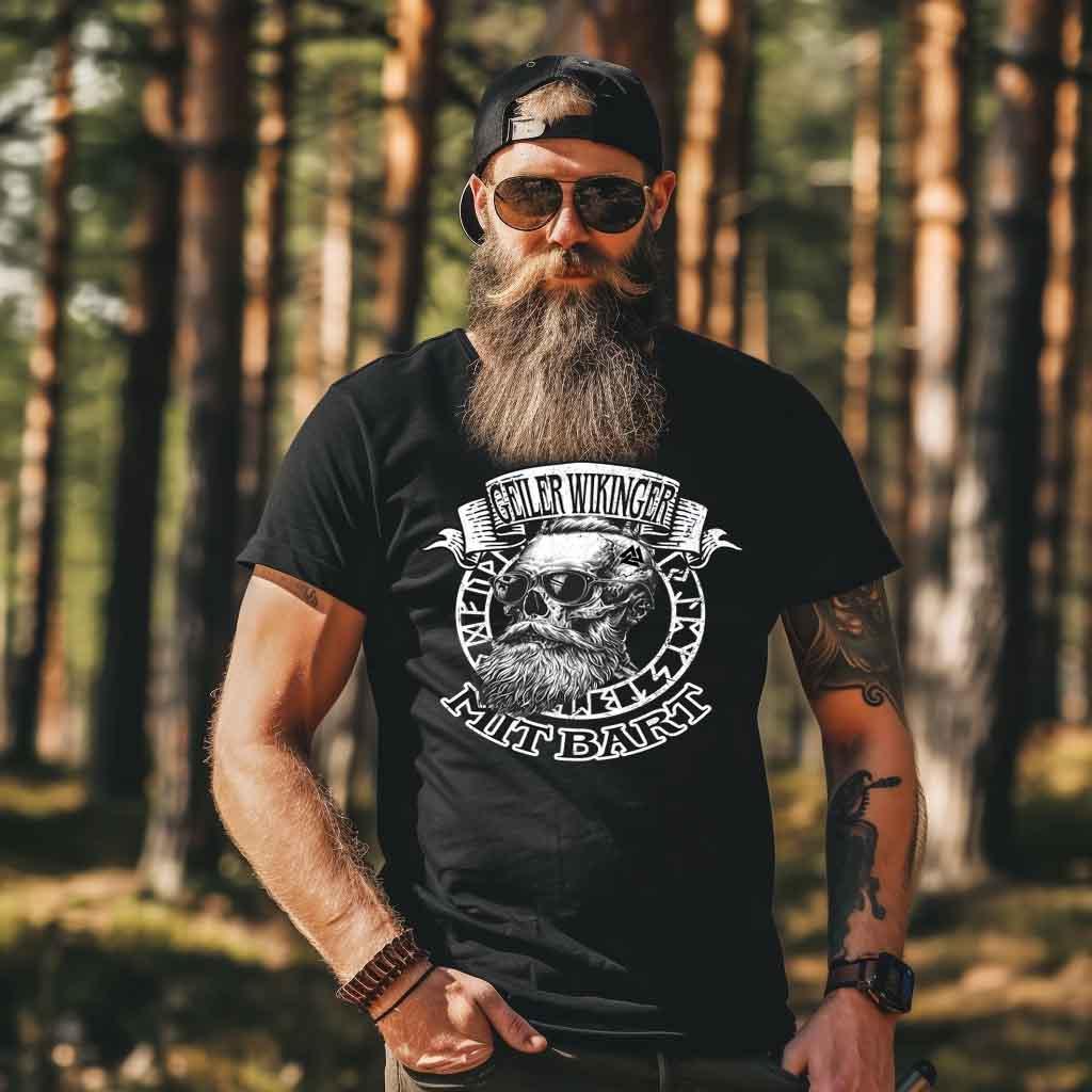 "Geiler Wikinger mit Bart - Lustiges Wikinger T-Shirt für Männer" - Nordic Viking Wear