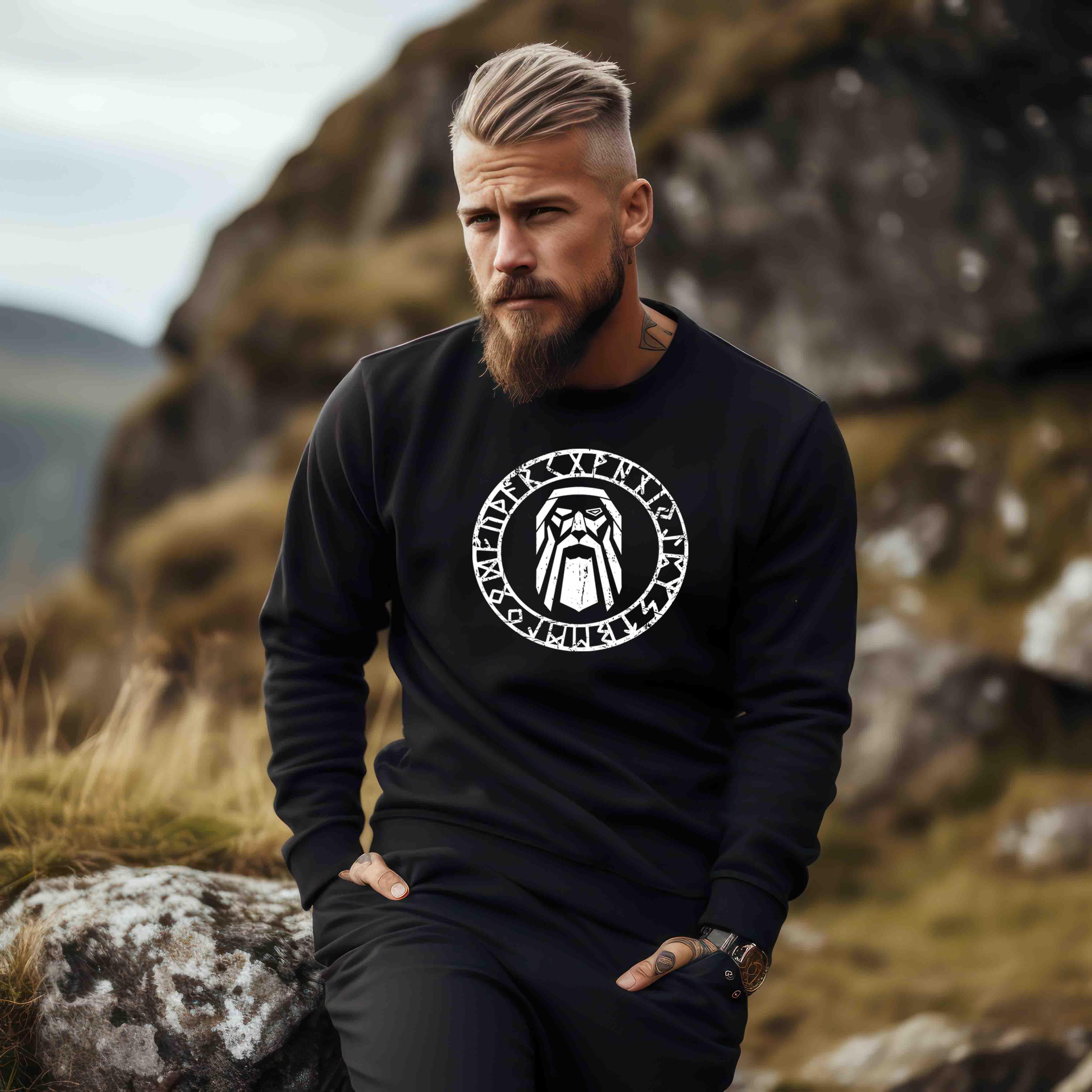 Odin im Runenkreis Wikinger-Sweatshirt – Mystisches Symbol - Nordic Viking Wear