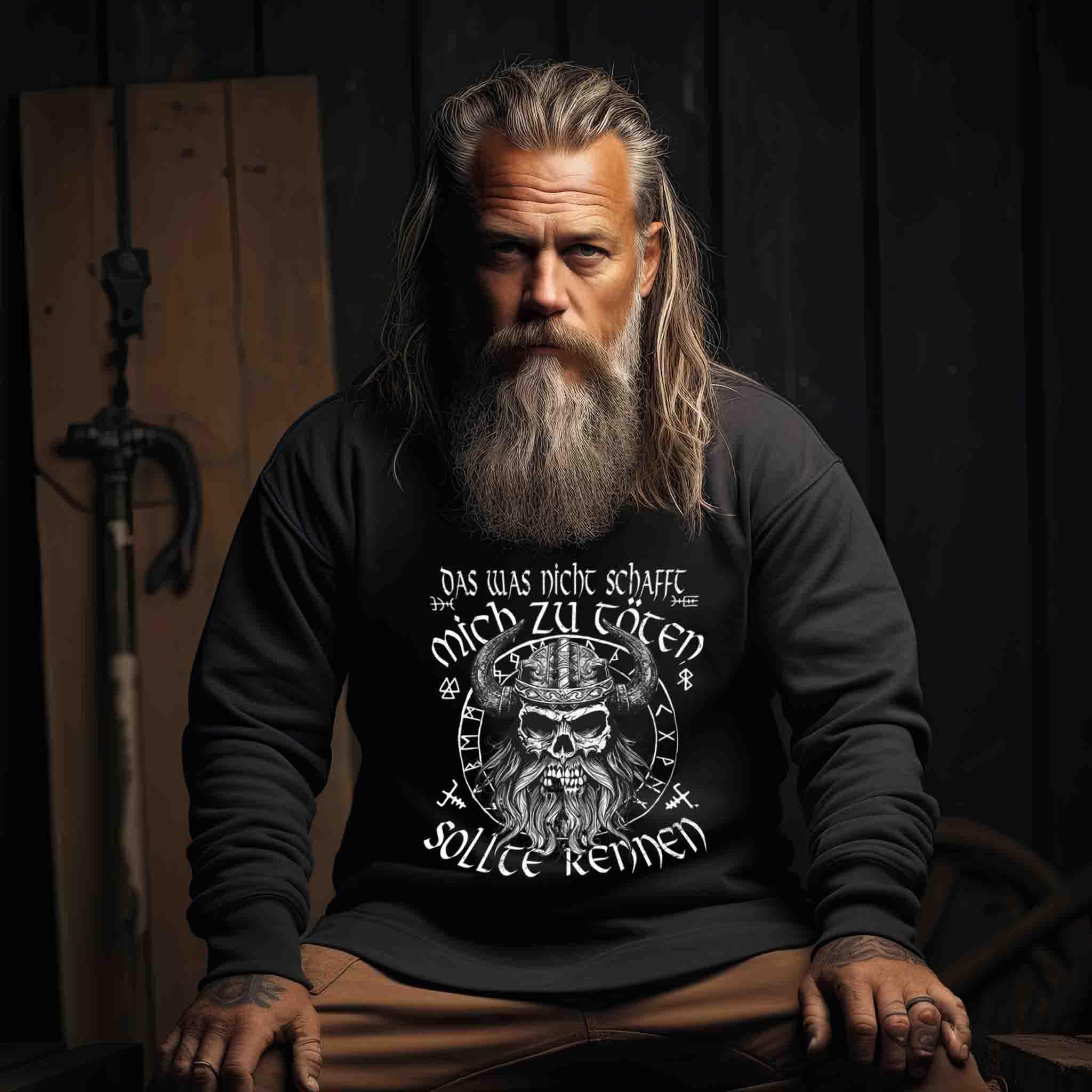"Humorvolles Wikinger-Sweatshirt – 'Das was nicht schafft mich zu töten, sollte rennen'" - Nordic Viking Wear