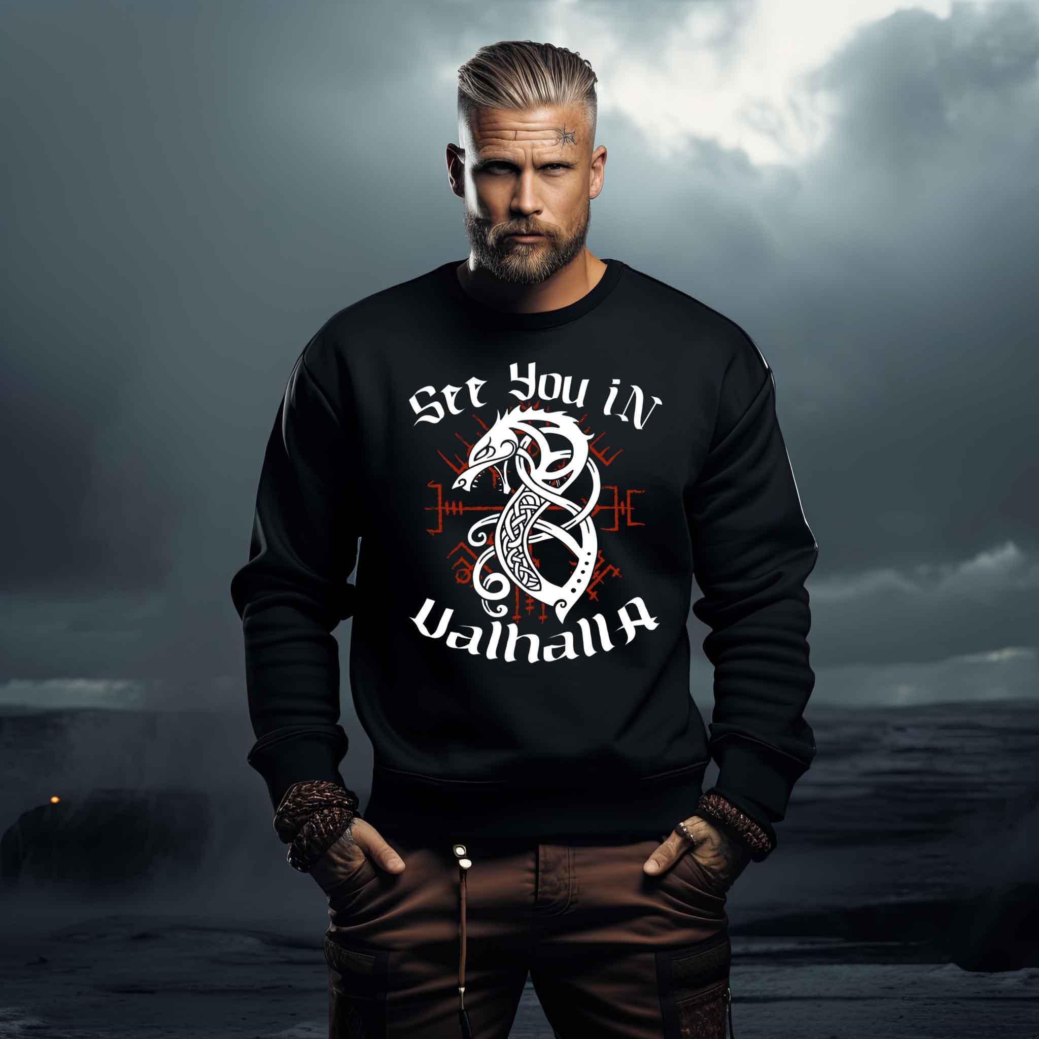 "Fenrir’s Oath" Wikinger-Sweatshirt – "See You in Valhalla" - Nordic Viking Wear