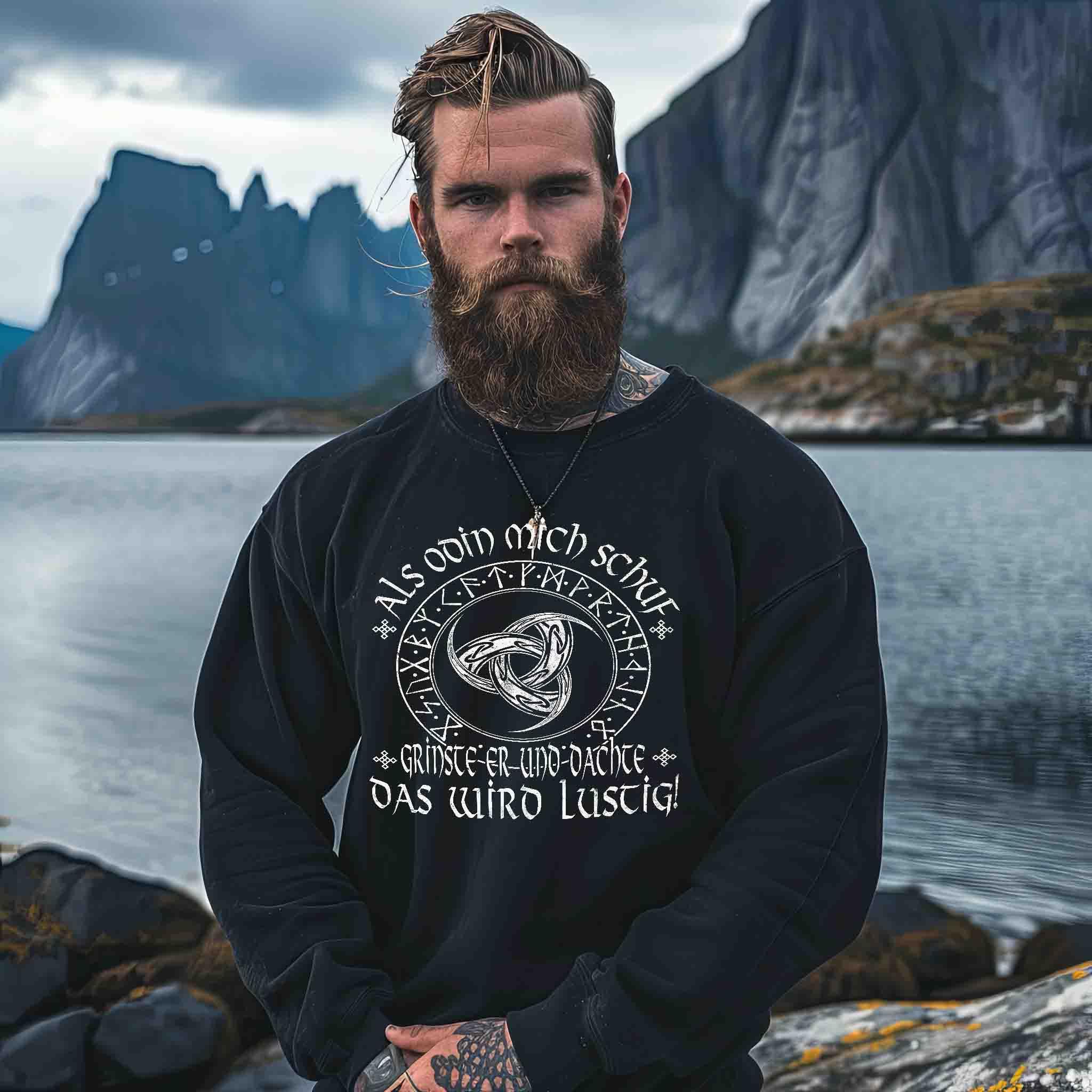 "Als Odin mich schuf" – Wikinger Heavy Sweatshirt für echte Krieger mit Humor! - Nordic Viking Wear