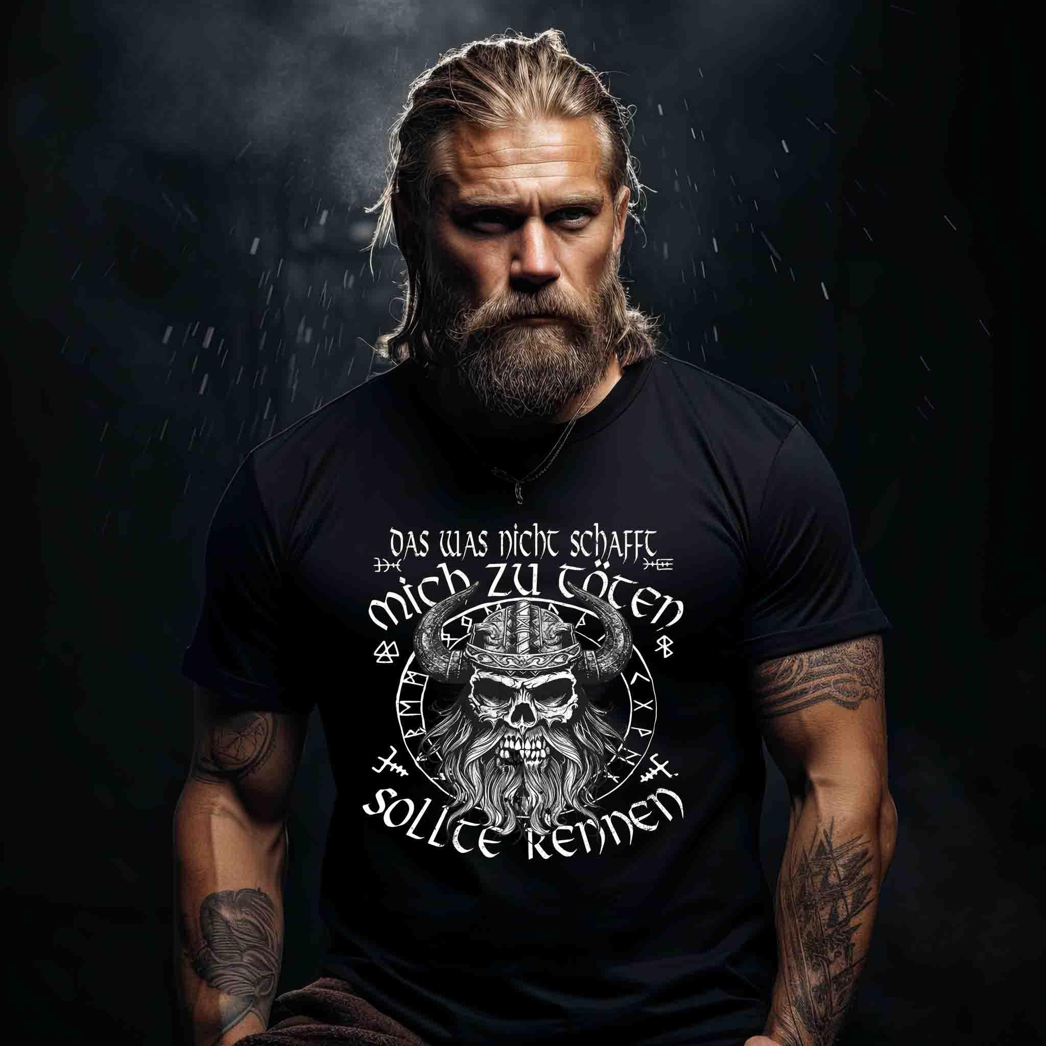 "Humorvolles Wikinger-Shirt – 'Das was nicht schafft mich zu töten, sollte rennen'" - Nordic Viking Wear