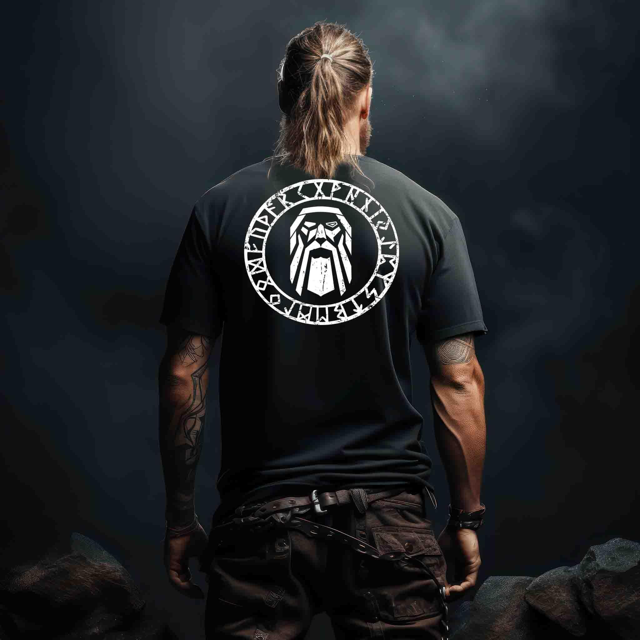 Odin im Runenkreis Wikinger– Mystisches Symbol-Premiumshirt - Nordic Viking Wear