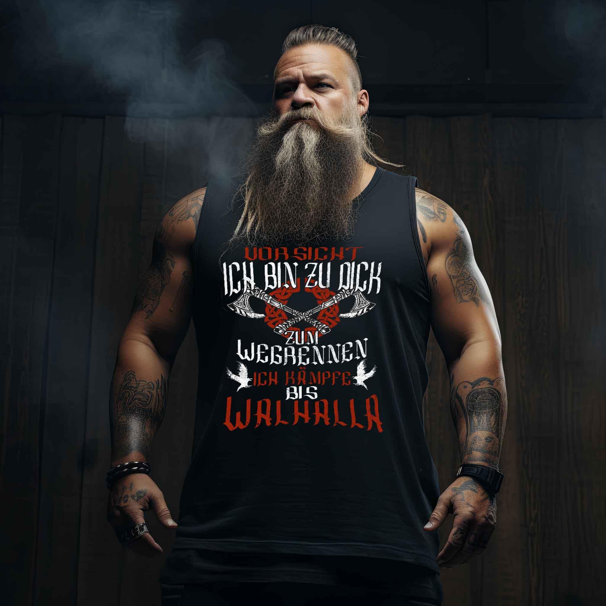 "Lustiges Wikinger-Tanktop – 'Ich bin zu dick zum Wegrennen - Nordic Viking Wear