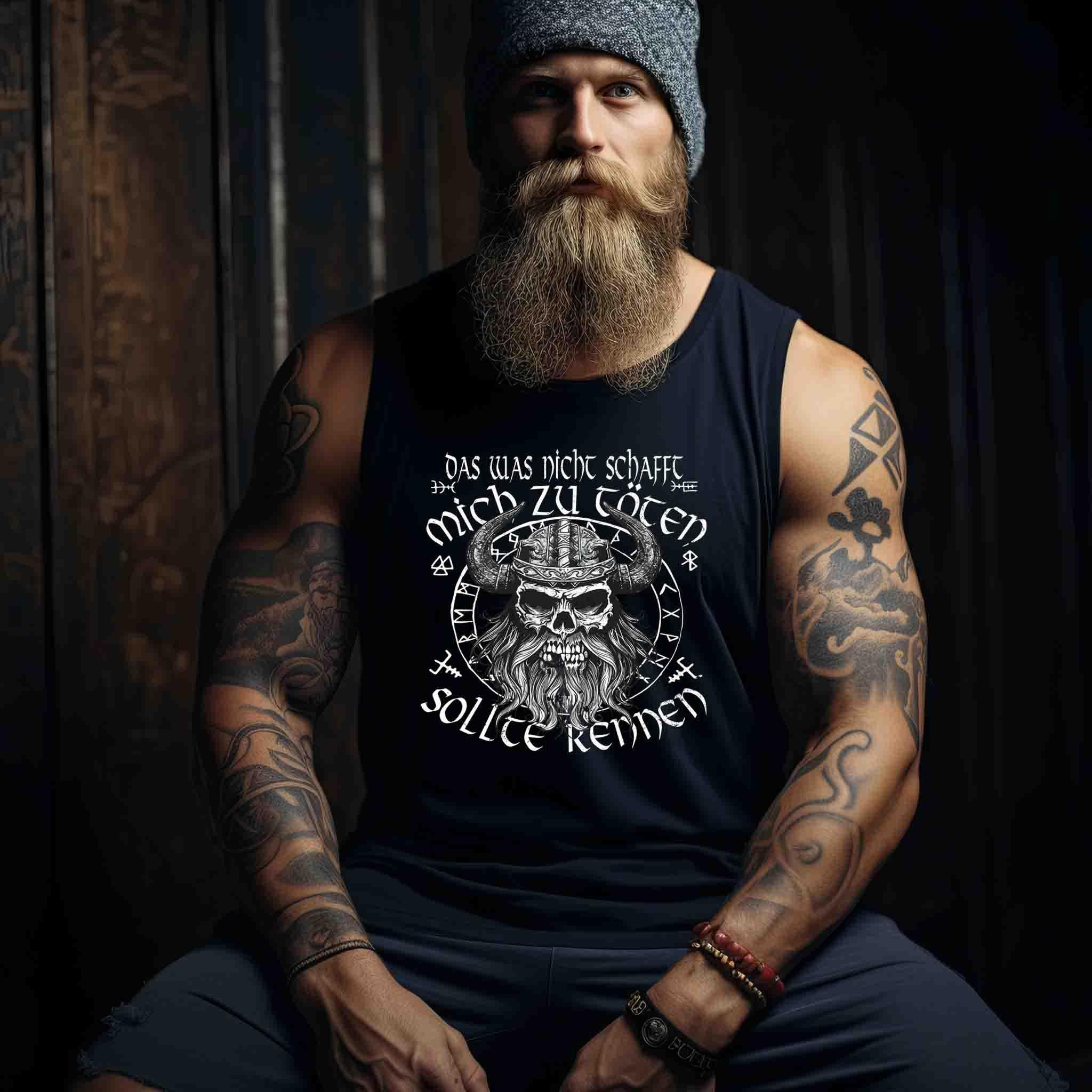 "Humorvolles Wikinger-Tanktop – 'Das was nicht schafft mich zu töten, sollte rennen'" - Nordic Viking Wear