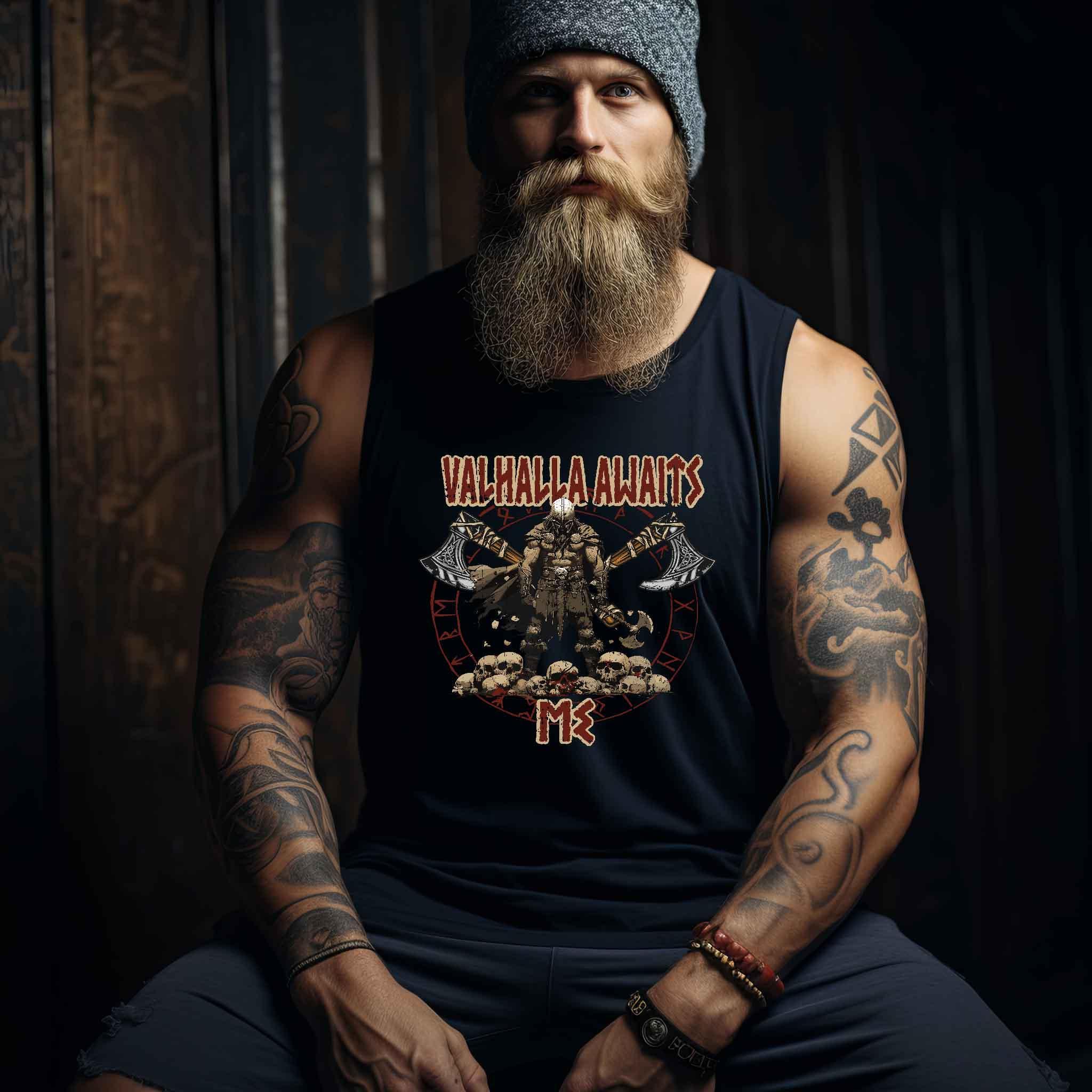 "Valhalla Awaits Me - Krieger Wikinger-Tanktop" - Nordic Viking Wear