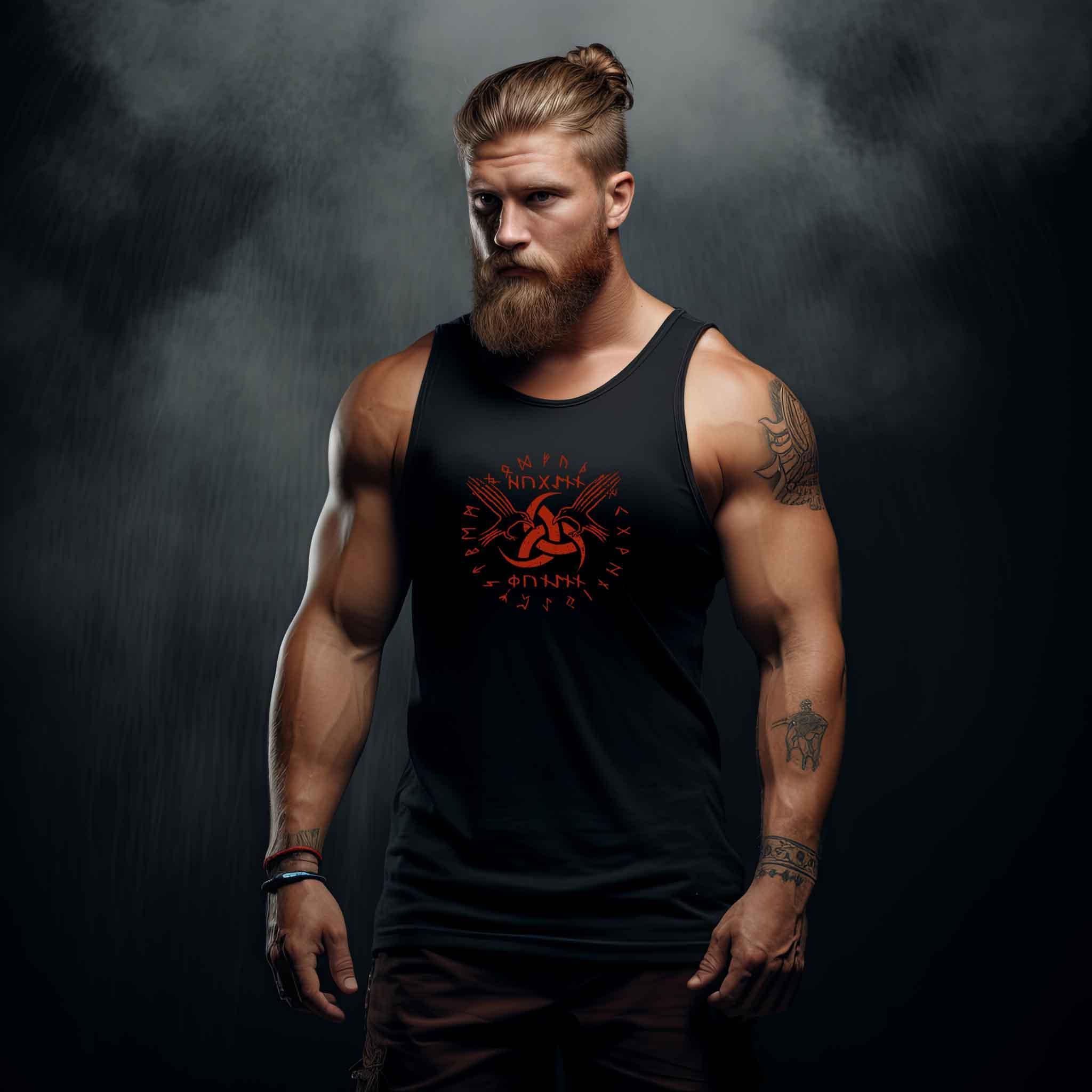 Wikinger-Tanktop "Odins Boten" - Huginn und Muninn mit Gjallarhorn - Nordic Viking Wear