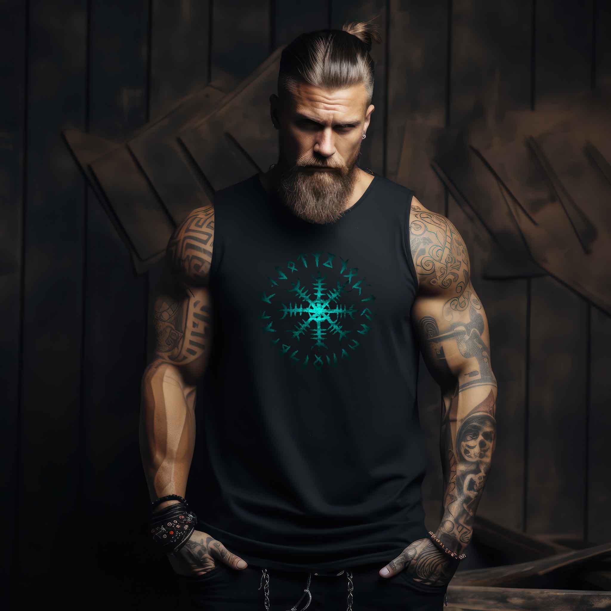 Wikinger Helm des Schreckens Tanktop – Mystischer Runenkreis - Nordic Viking Wear