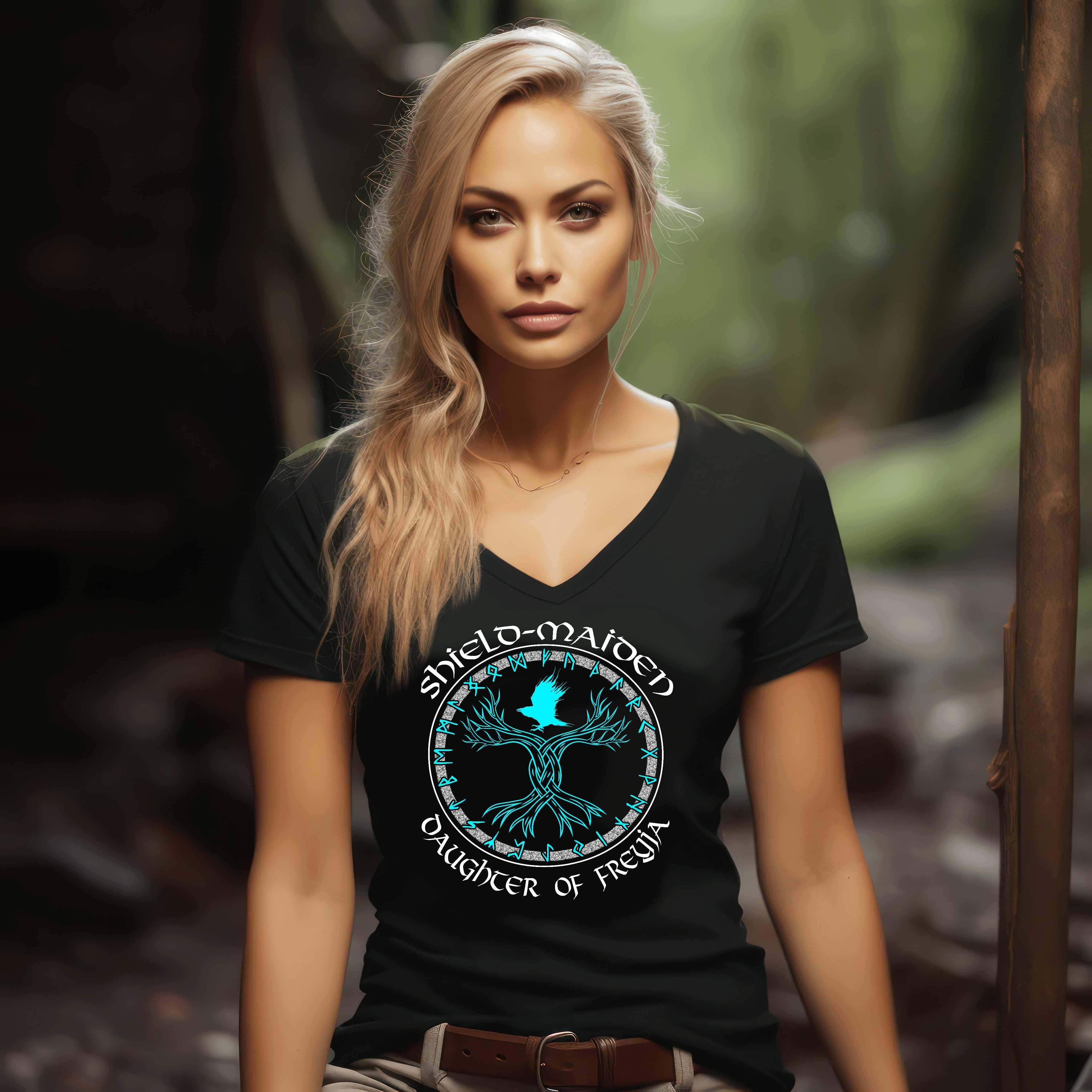 Schildmaiden V-Neck "Daughter Of Freyja" - Elegantes Design - Nordic Viking Wear