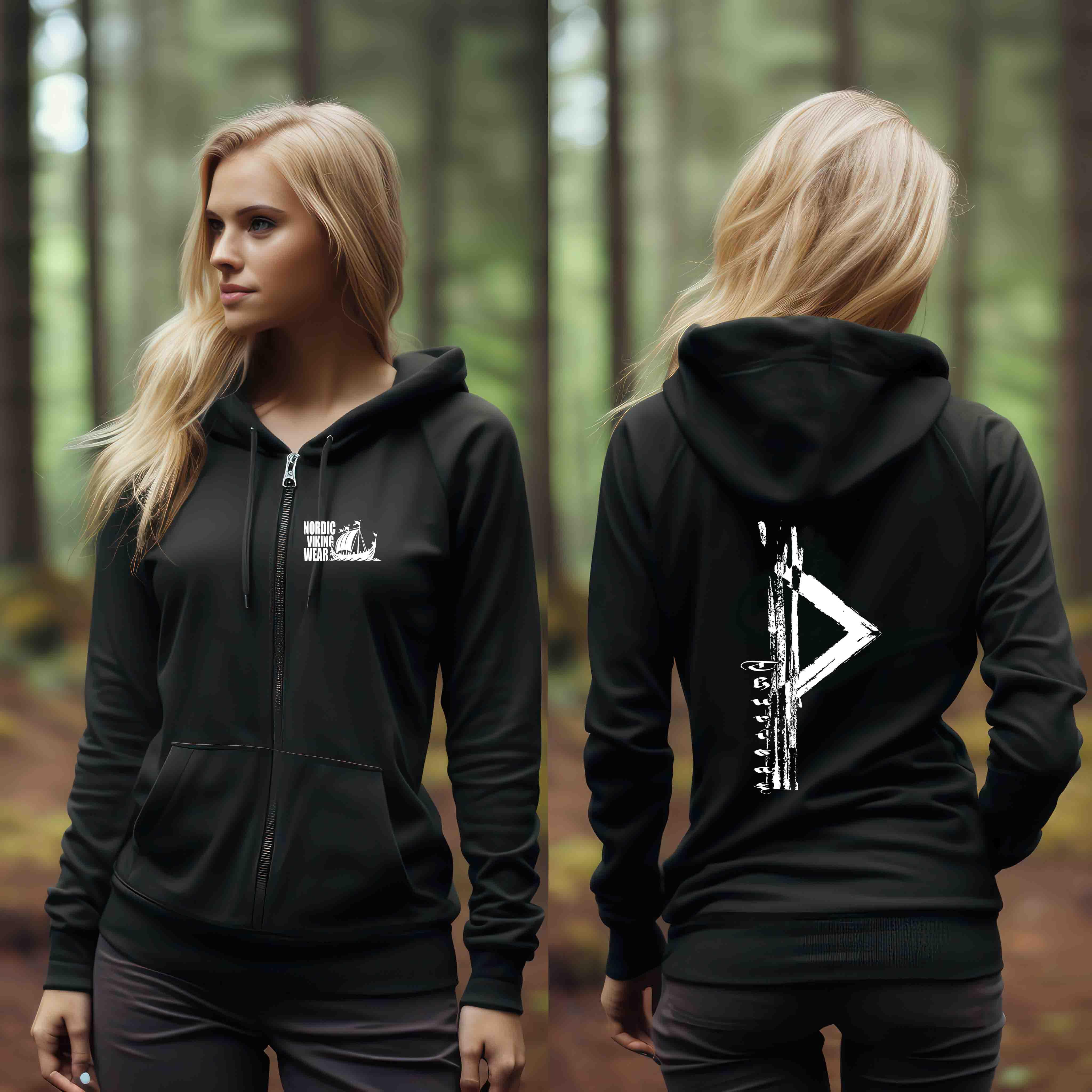 Wikinger Rune Thurisaz Zip-Hoodie - Nordic Viking Wear