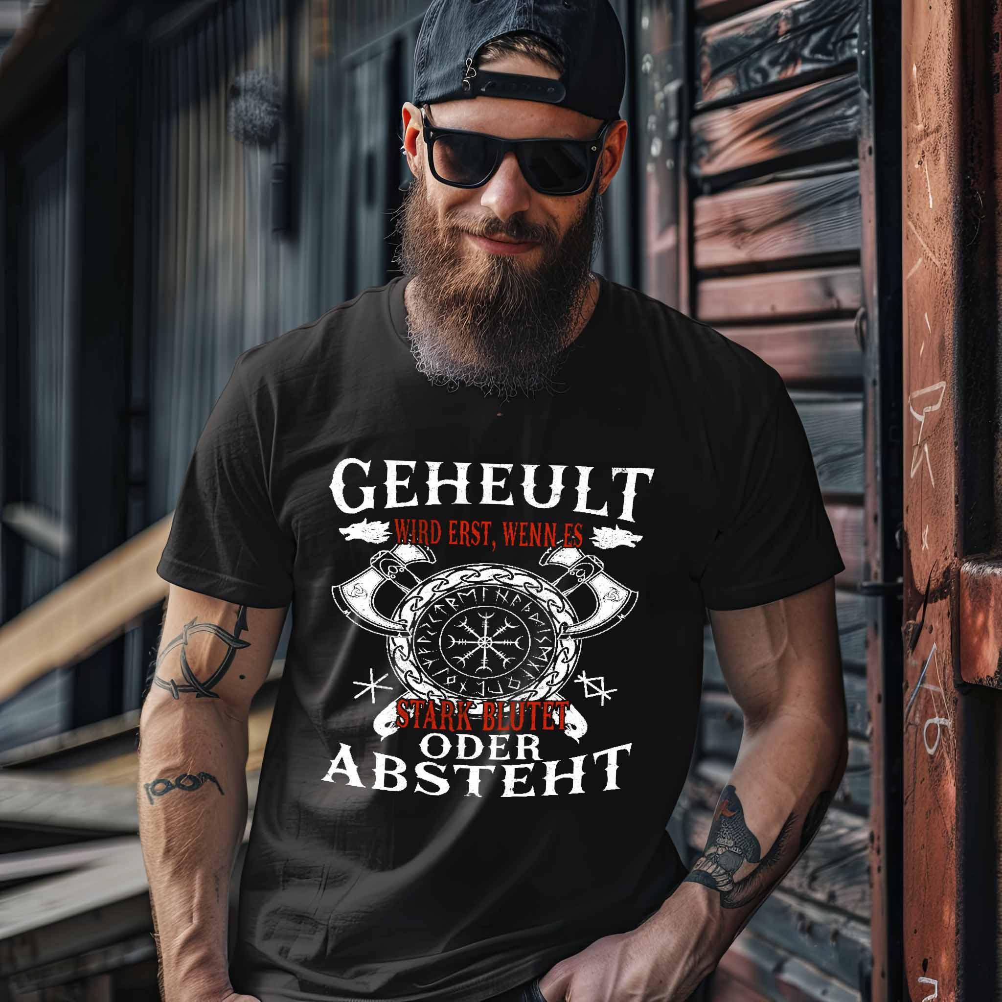 Lustiges Wikinger Premiumshirt – Humorvolles Viking T-Shirt mit witzigem Spruch und Helm of Awe - Nordic Viking Wear
