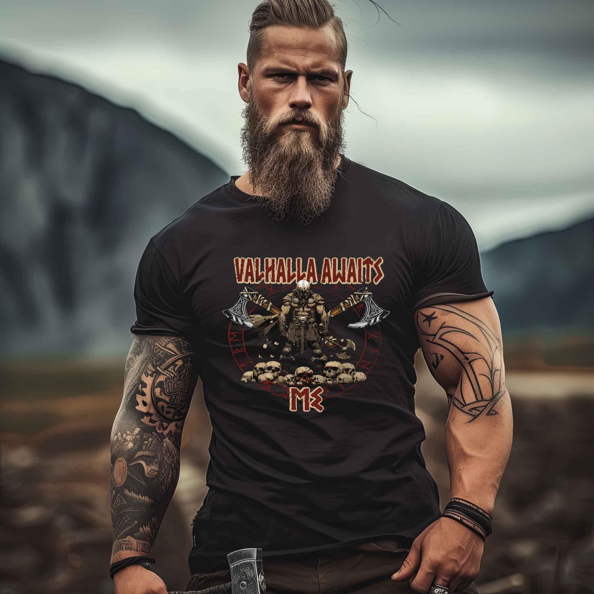 "Valhalla Awaits Me - Krieger Wikinger-Shirt" - Nordic Viking Wear
