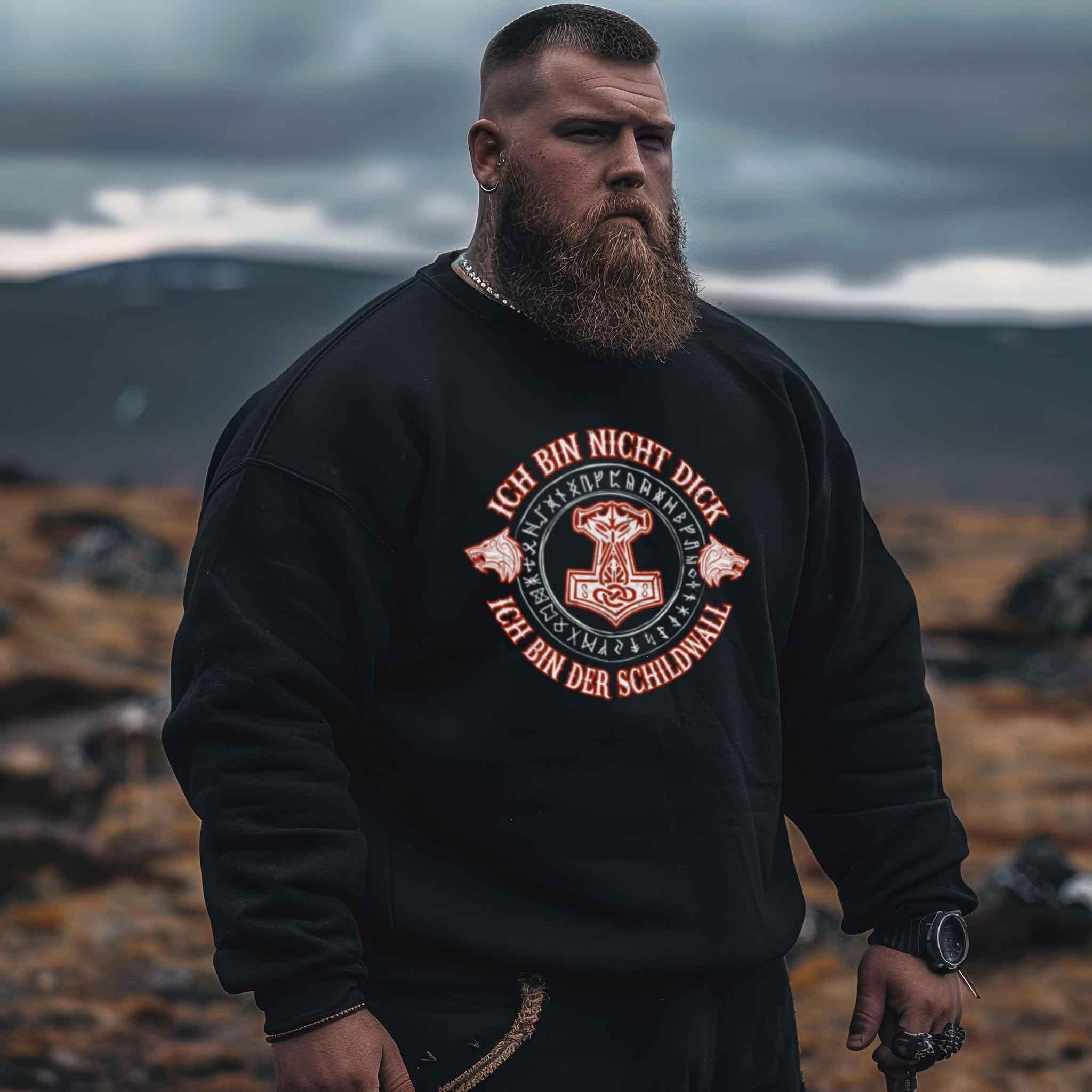 Lustiges Wikinger Sweatshirt - "Ich Bin Nicht Dick, Ich Bin Der Schildwall 2.0" - Nordic Viking Wear