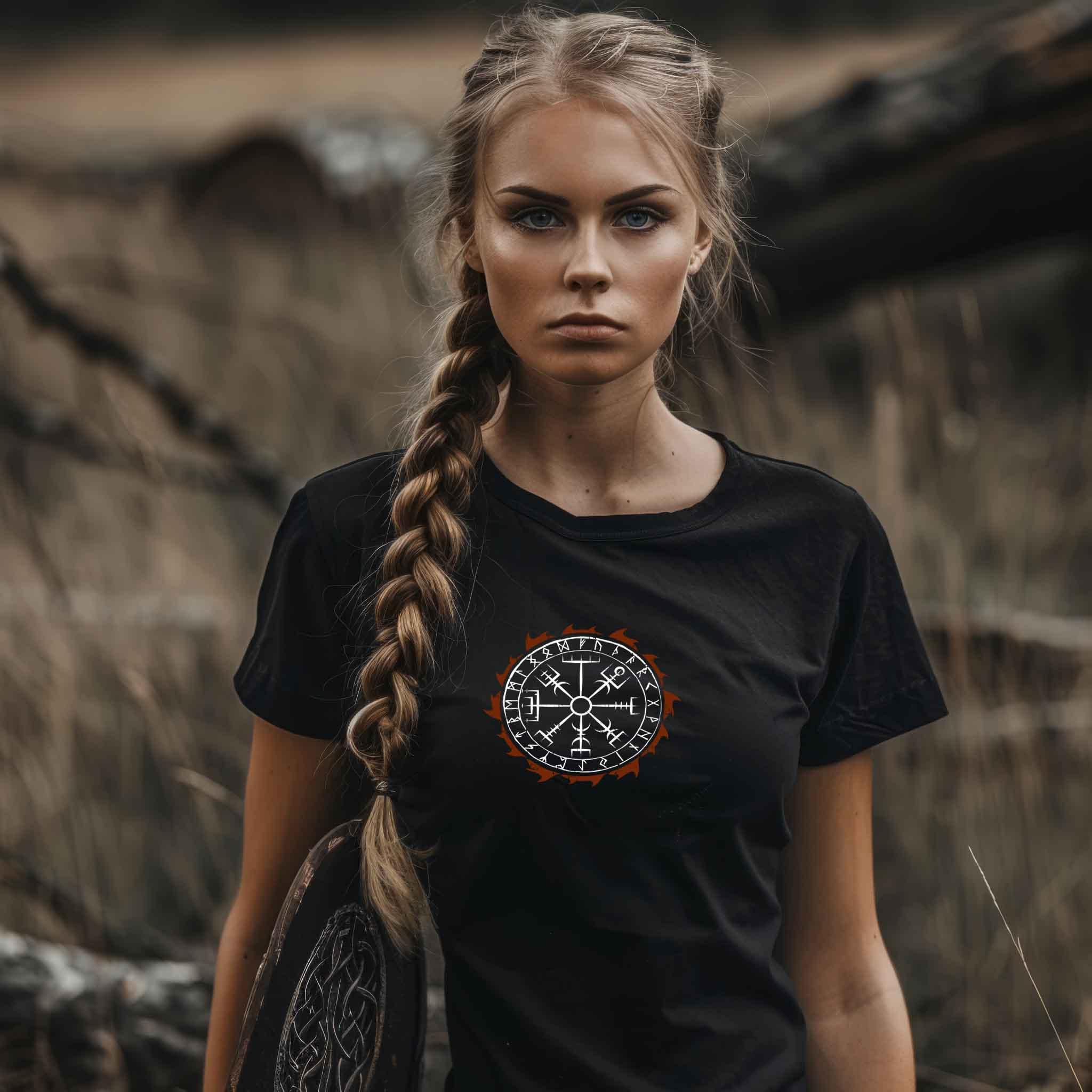 Extended Shirt „Vegvisir Runenkreis – Nordischer Kompass des Lebens“ - Nordic Viking Wear