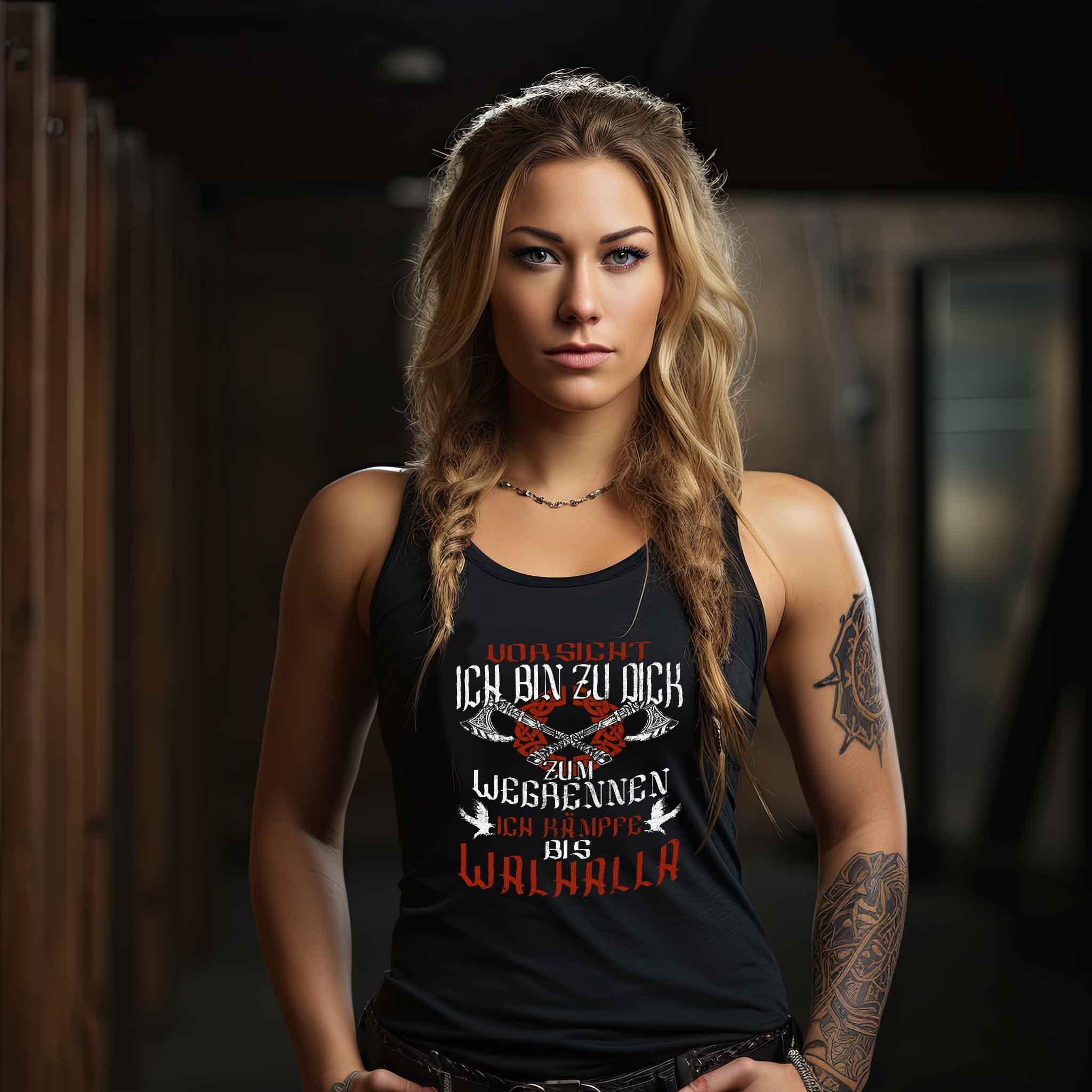 Lustiges Schildmaiden Tanktop Zu Dick zum Wegrennen - Nordic Viking Wear