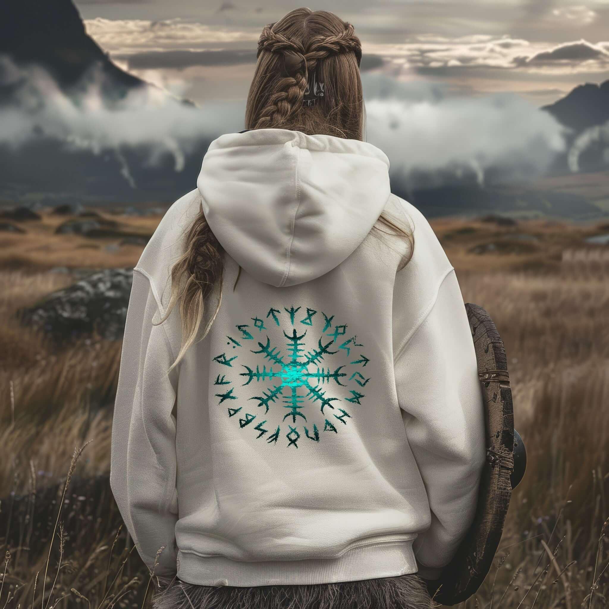 Wikinger Helm des Schreckens Zip-Hoodie – Mystischer Runenkreis - Nordic Viking Wear