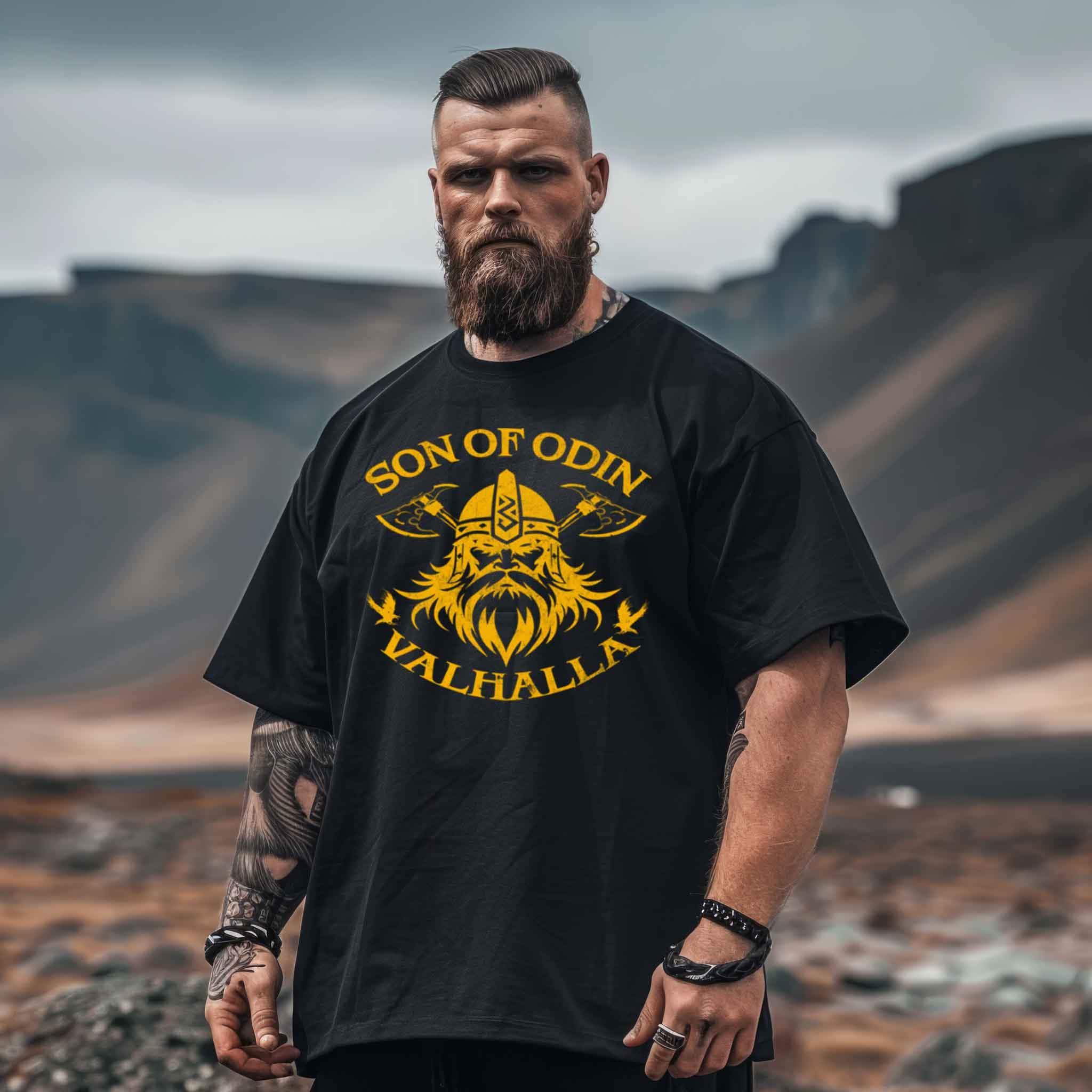 Wikinger Heavy Oversized Shirt 'Son of Odin – Valhalla' – Stolz und Entschlossenheit - Nordic Viking Wear