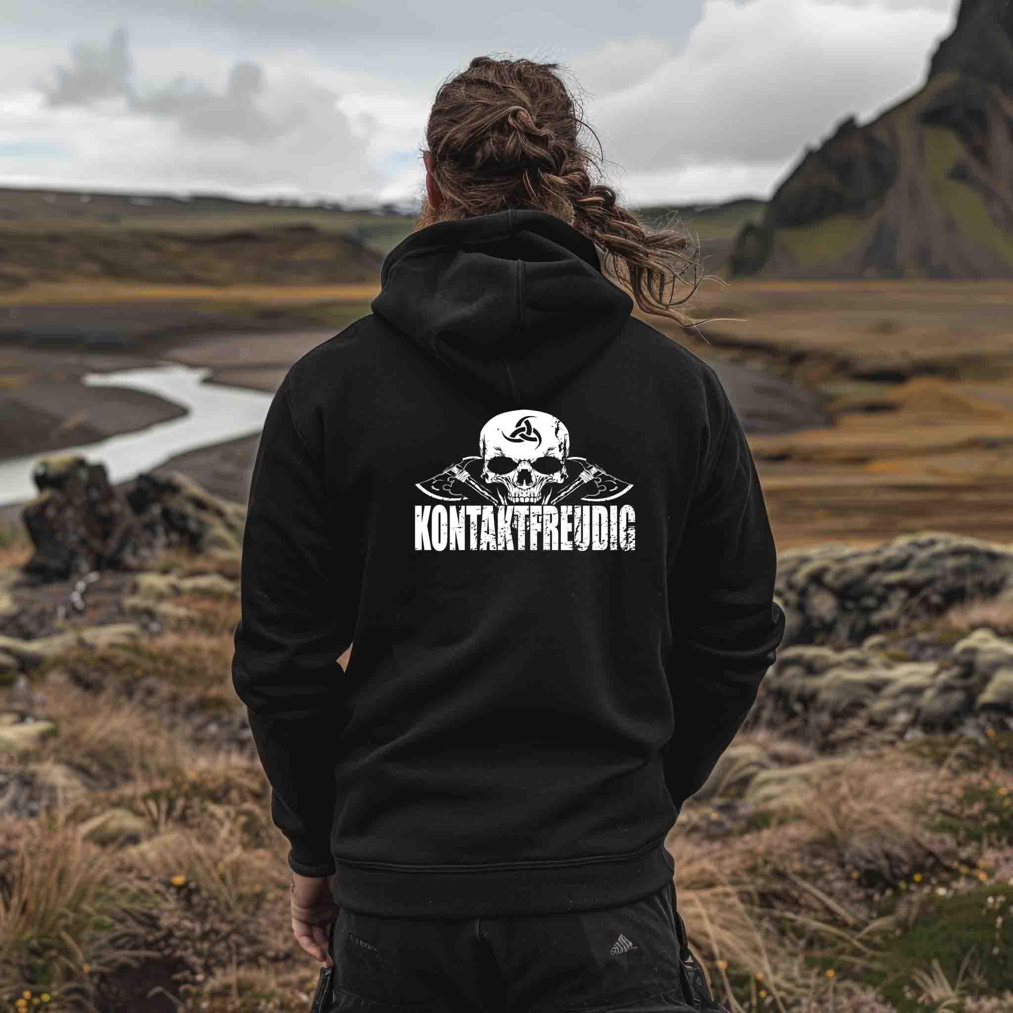 ⚔ Kontaktfreudig Zipp-Hoodie – Wikinger Humor trifft Härte! ⚔ - Nordic Viking Wear