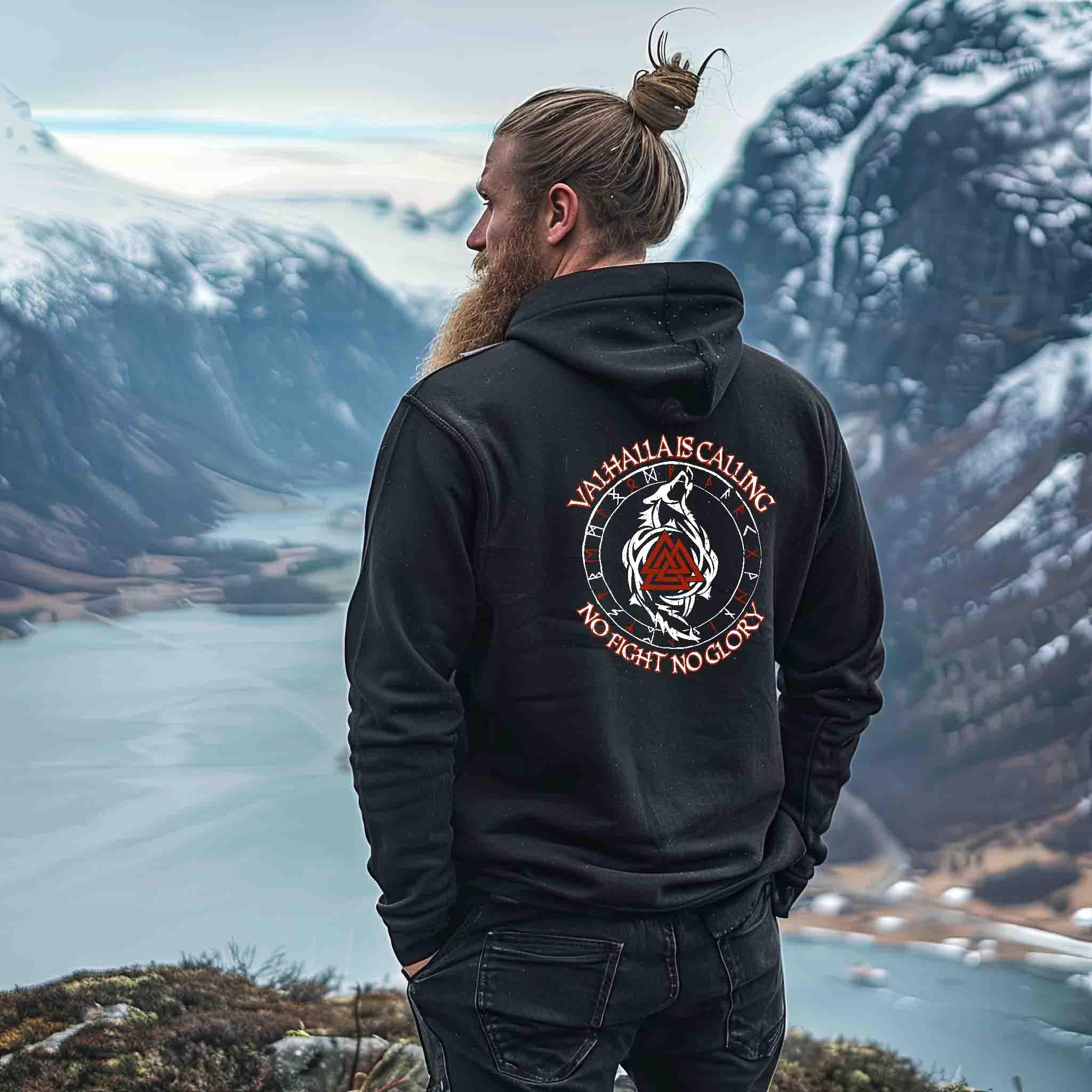 Valhalla Is Calling – No Fight, No Glory! | Zipp-Hoodie für wahre Krieger ⚔🐺 - Nordic Viking Wear
