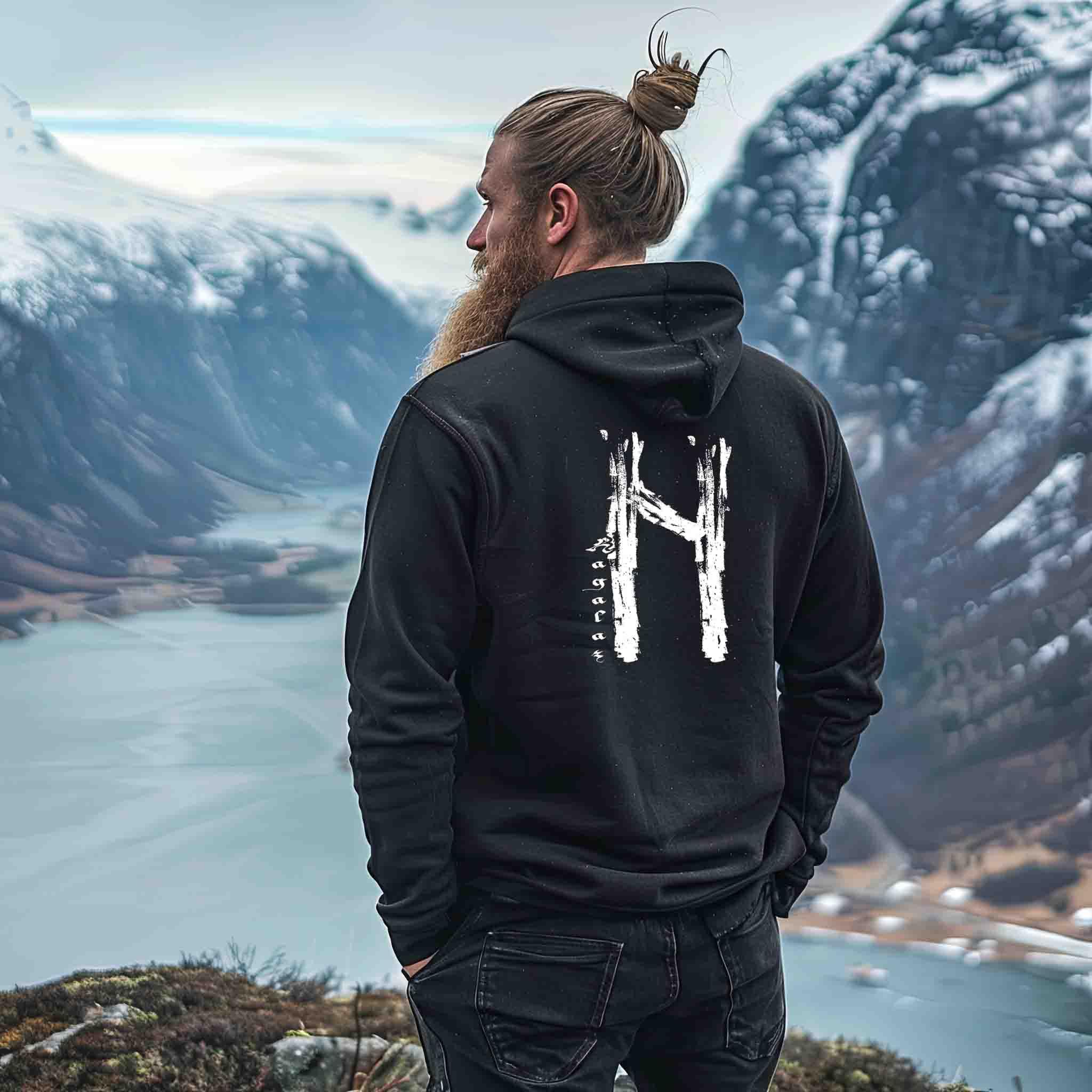 ⚡ Zipp-Hoodie "Hagalaz Rune" – Nordische Kraft & Schicksal ⚡ - Nordic Viking Wear