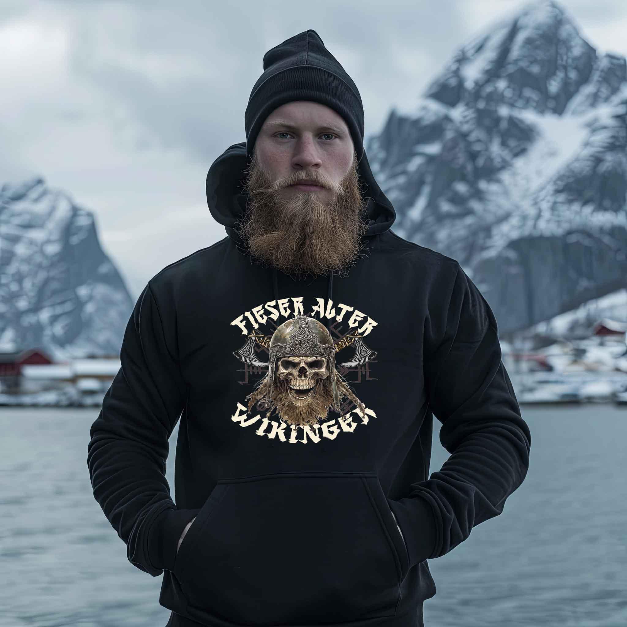 Lustiger Wikinger Hoodie Fieser Alter Wikinger - Unisex Kapuzenpullover Hoodie - Nordic Viking Wear