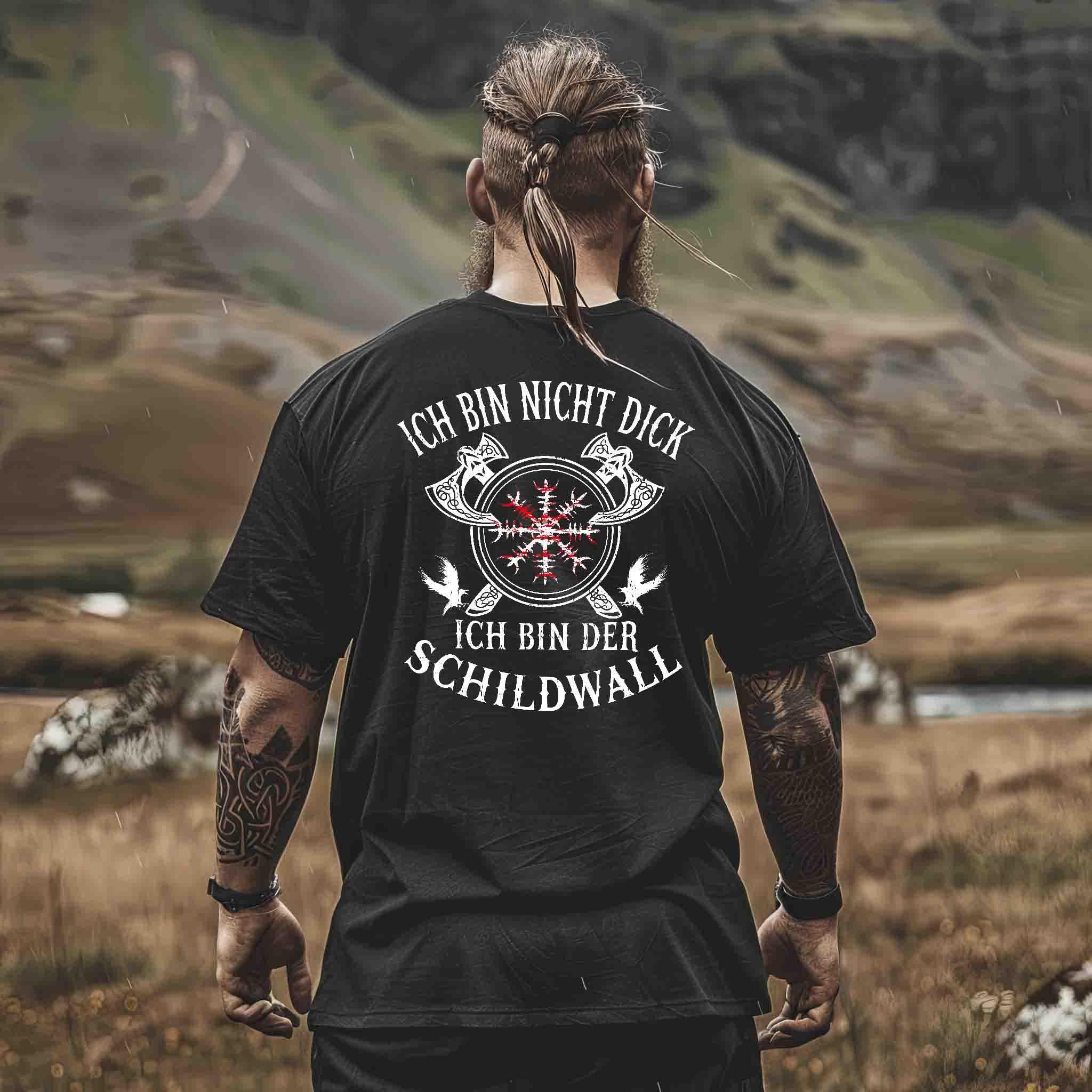 Wikinger Heavy oversized Shirt 'Ich bin der Schildwall' – Stolz und Schutz mit dem Helm of Awe - Nordic Viking Wear