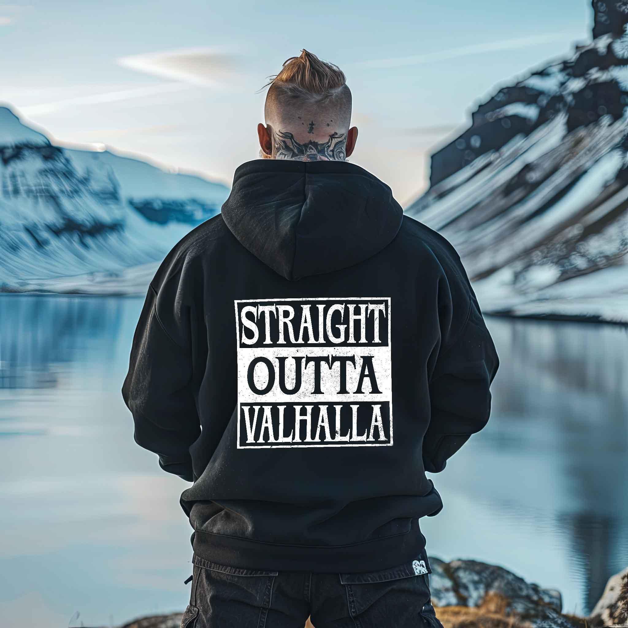 Wikinger Heavy Vintage Hoodie Straight Outta Valhalla - Nordic Viking Wear