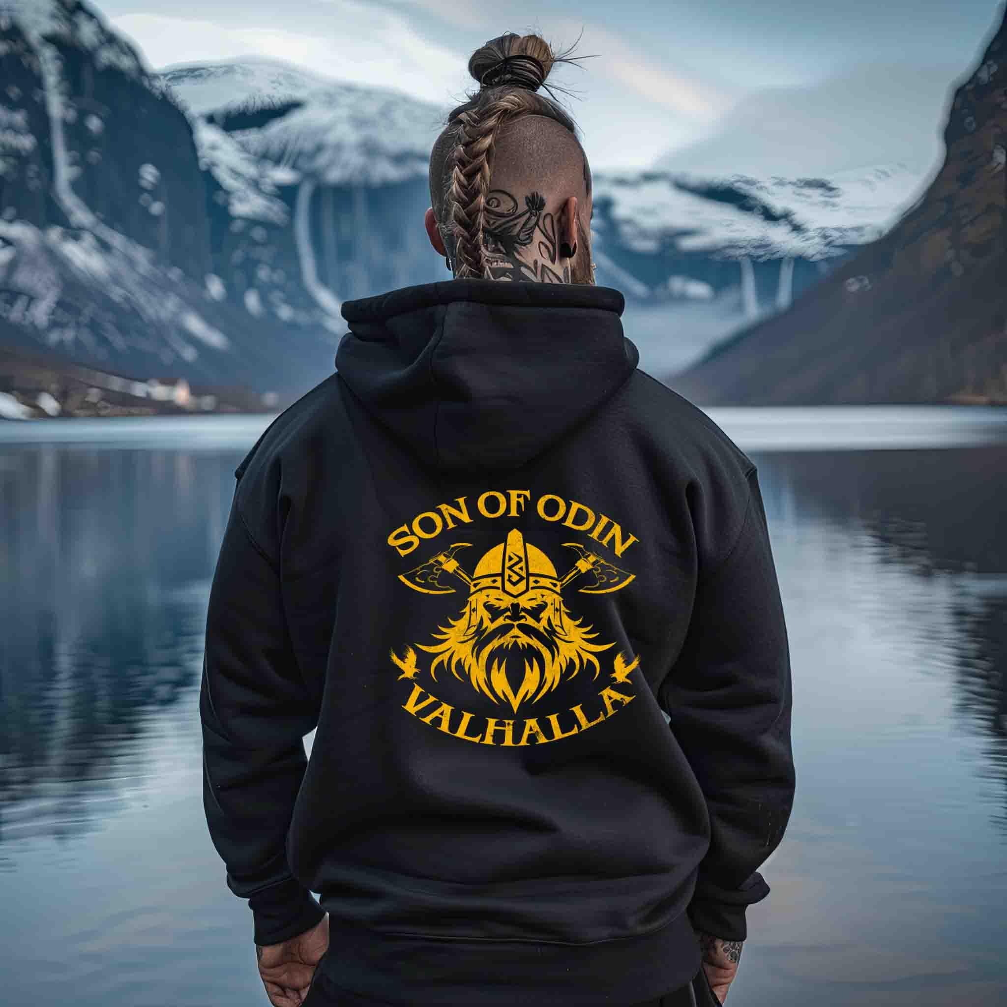 ⚡ Son of Odin – Valhalla Zipp-Hoodie | Wikinger Kapuzenjacke für Krieger ⚡ - Nordic Viking Wear