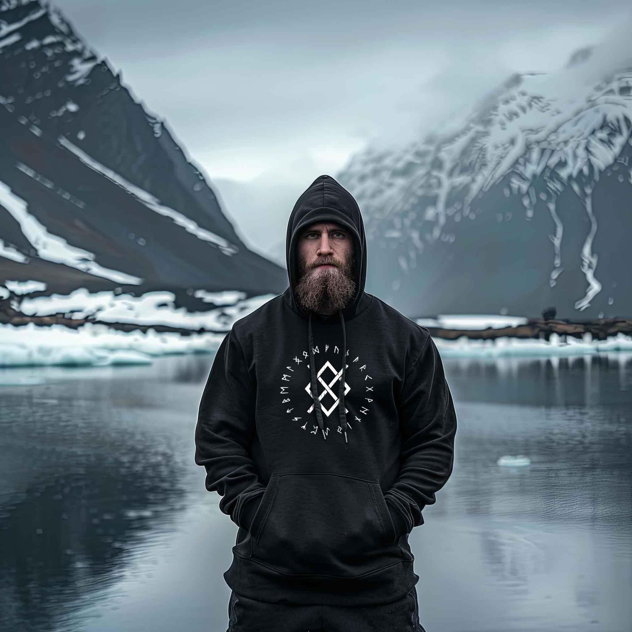 Wikinger Oversized Hoodie "Gungnir - Odins Speer" - Kapuzenpullover mit Runen-Print - Nordic Viking Wear