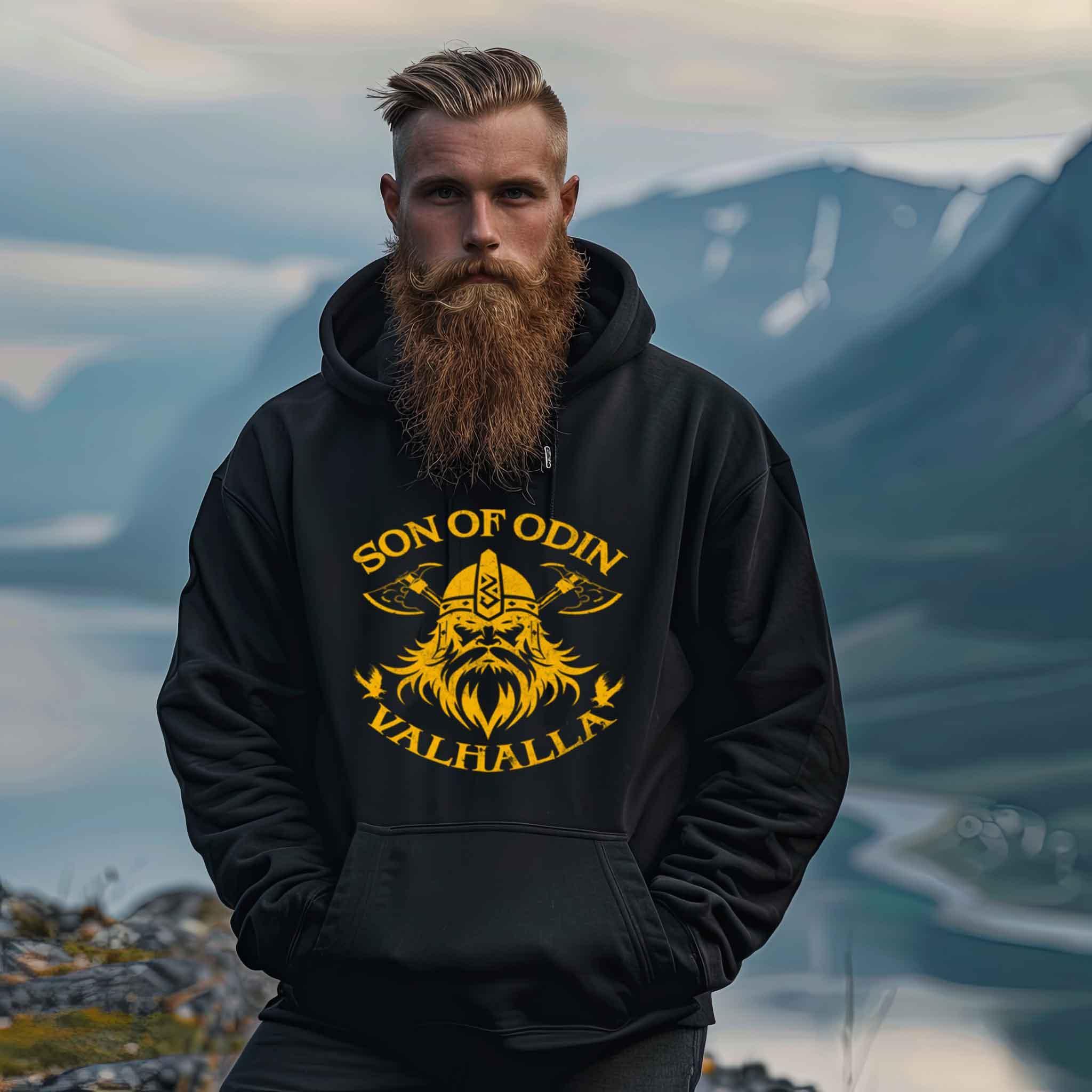 Wikinger Oversized Hoodie 'Son of Odin – Valhalla' – Stolz und Entschlossenheit - Nordic Viking Wear