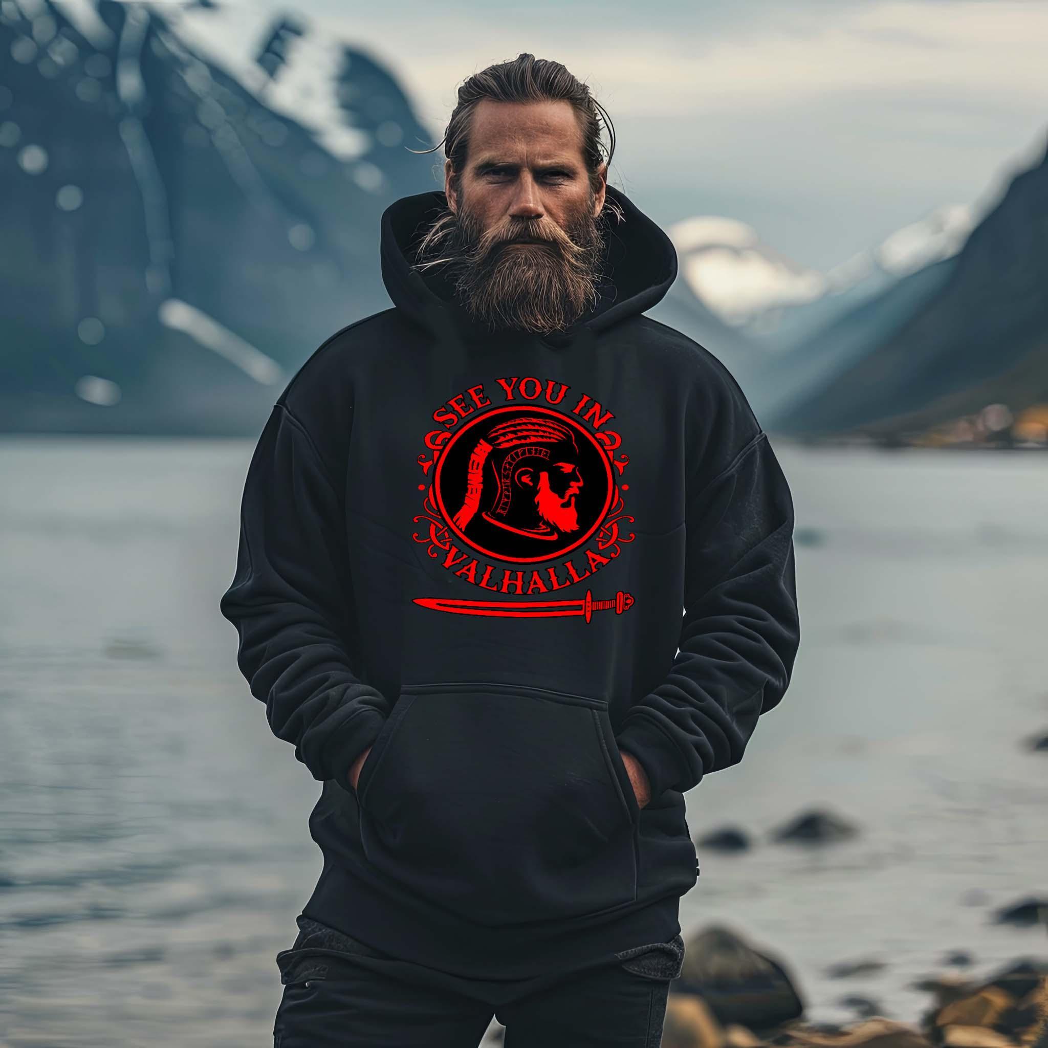 Wikinger Heavy Vintage Hoodie See You In Valhalla - Nordic Viking Wear