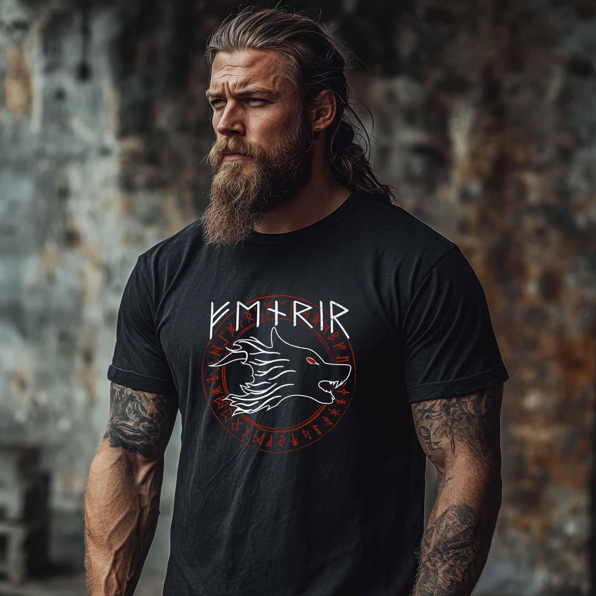 Fenrir Wolf Wikinger-Premiumshirt – Macht und Legende vereint - Nordic Viking Wear