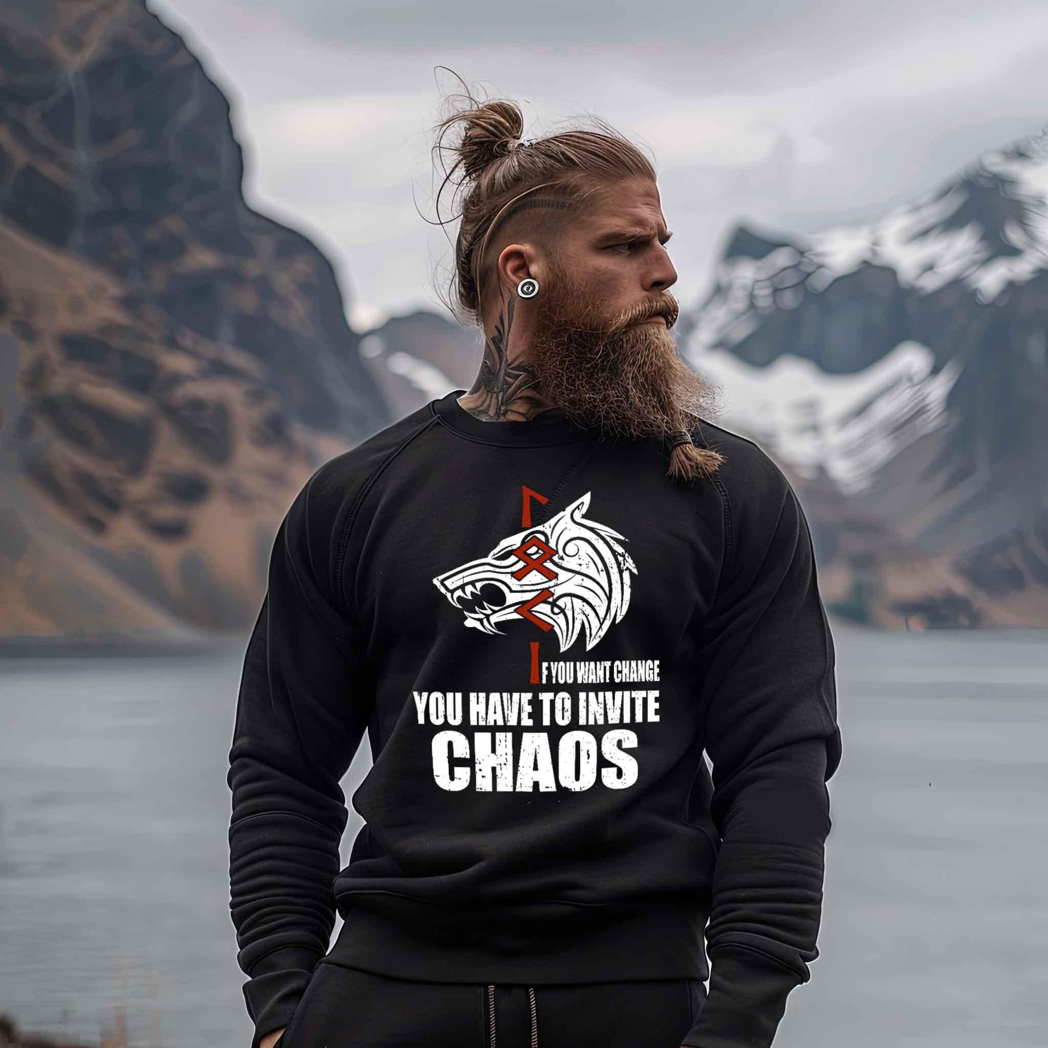 Loki Runes Viking Sweatshirt - "If You Want Change, You Have to Invite Chaos