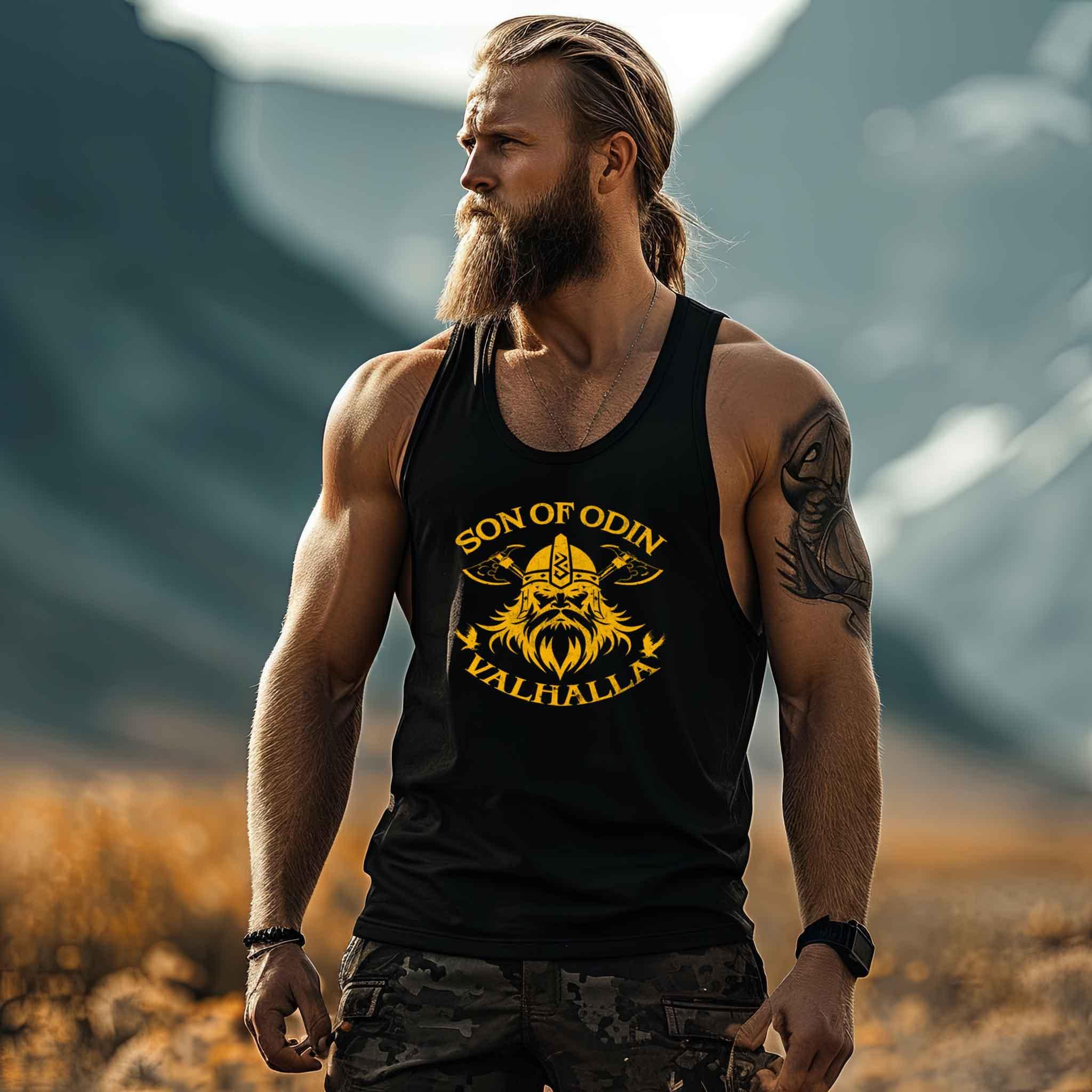 Wikinger Tanktop 'Son of Odin – Valhalla' – Stolz und Entschlossenheit - Nordic Viking Wear