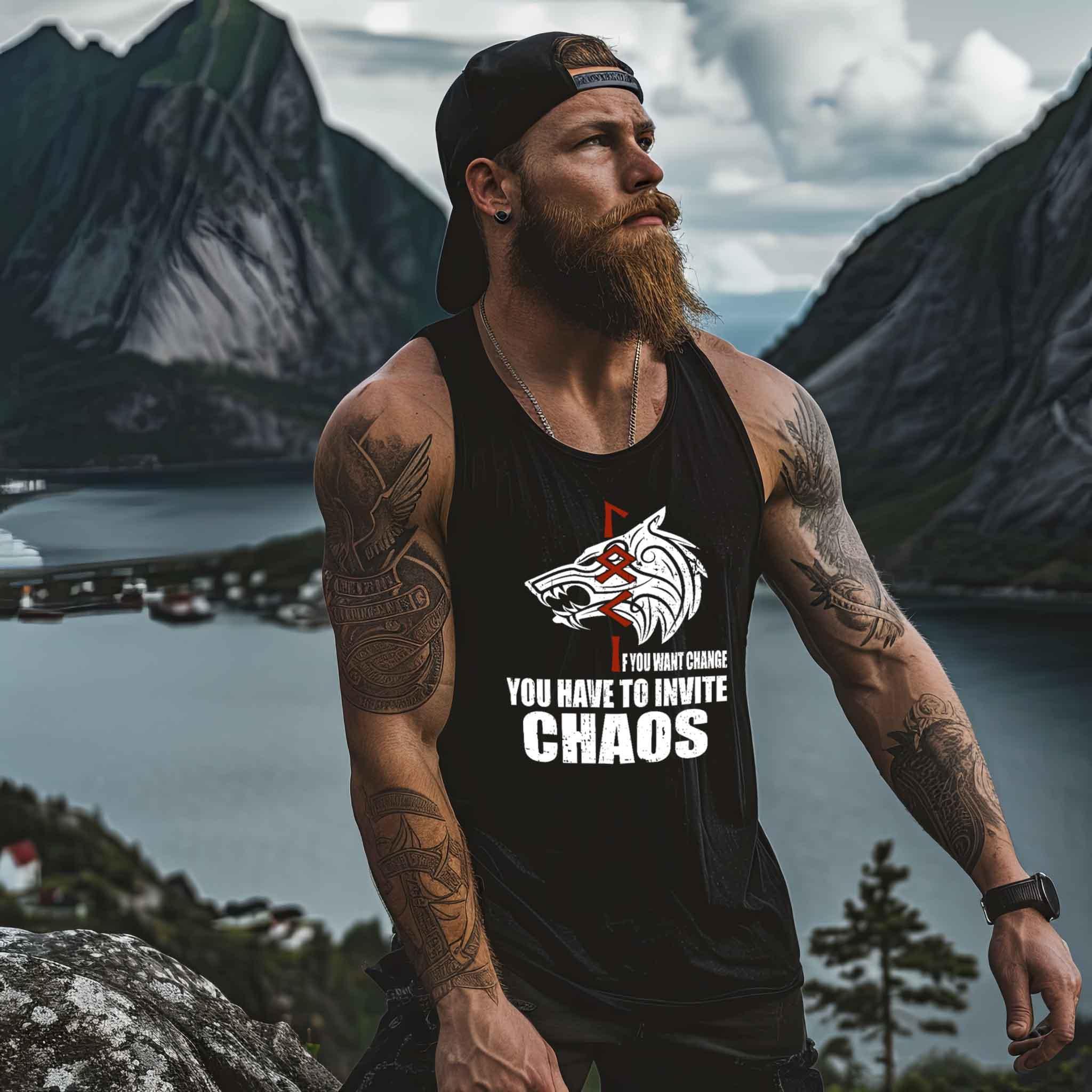 Loki Runes Viking Tanktop - "If You Want Change, You Have to Invite Chaos - Nordic Viking Wear