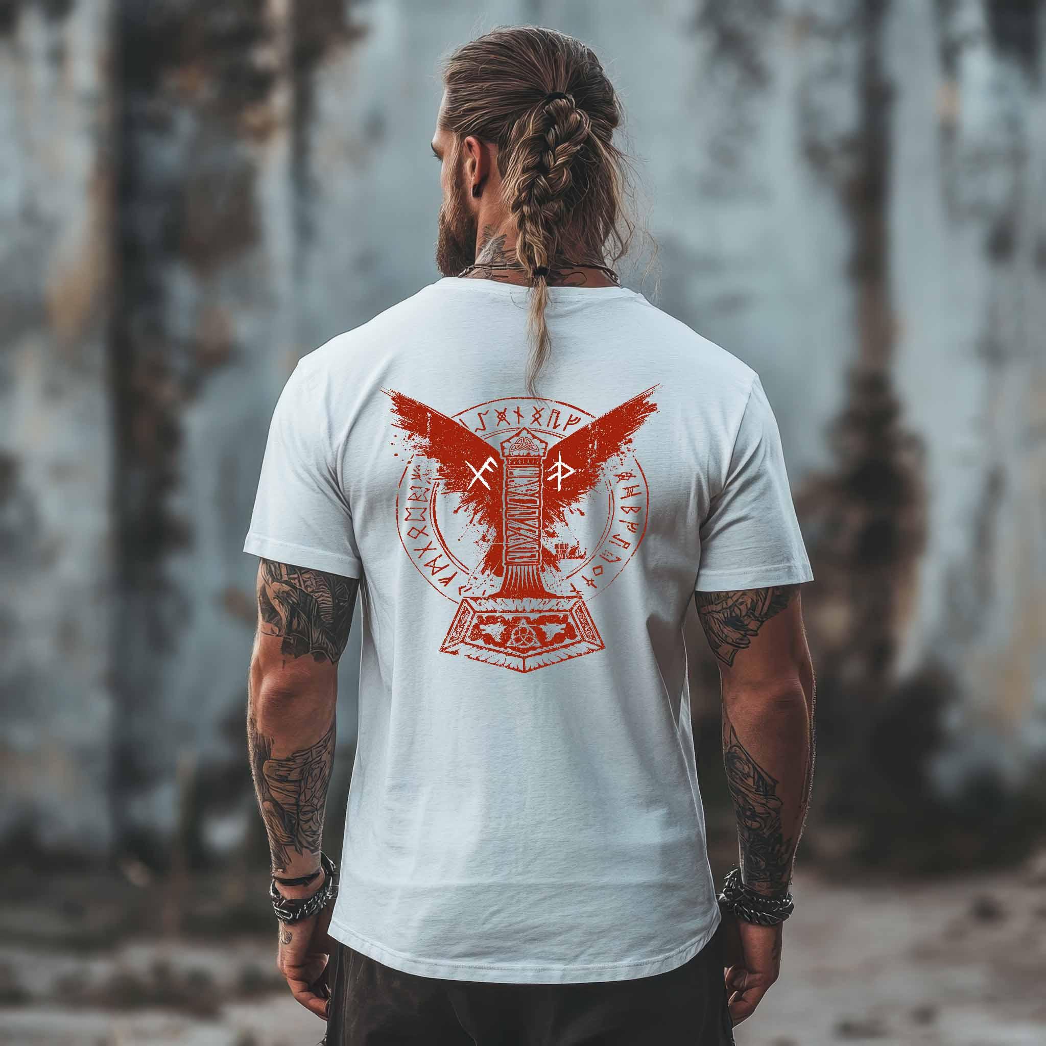 Wikinger Premiumshirt – Thors Hammer mit Blutadler und Binde-Runen - Nordic Viking Wear