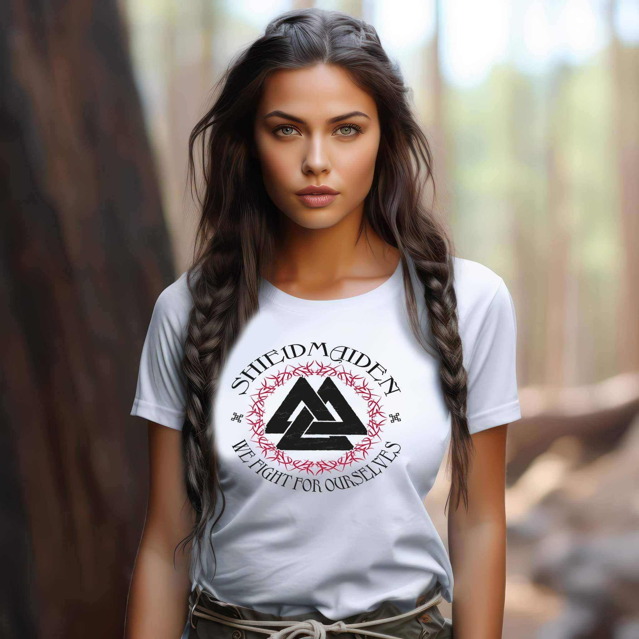 "We Fight For Ourselves" Weißes Damen Premium T-Shirt - Nordic Viking Wear