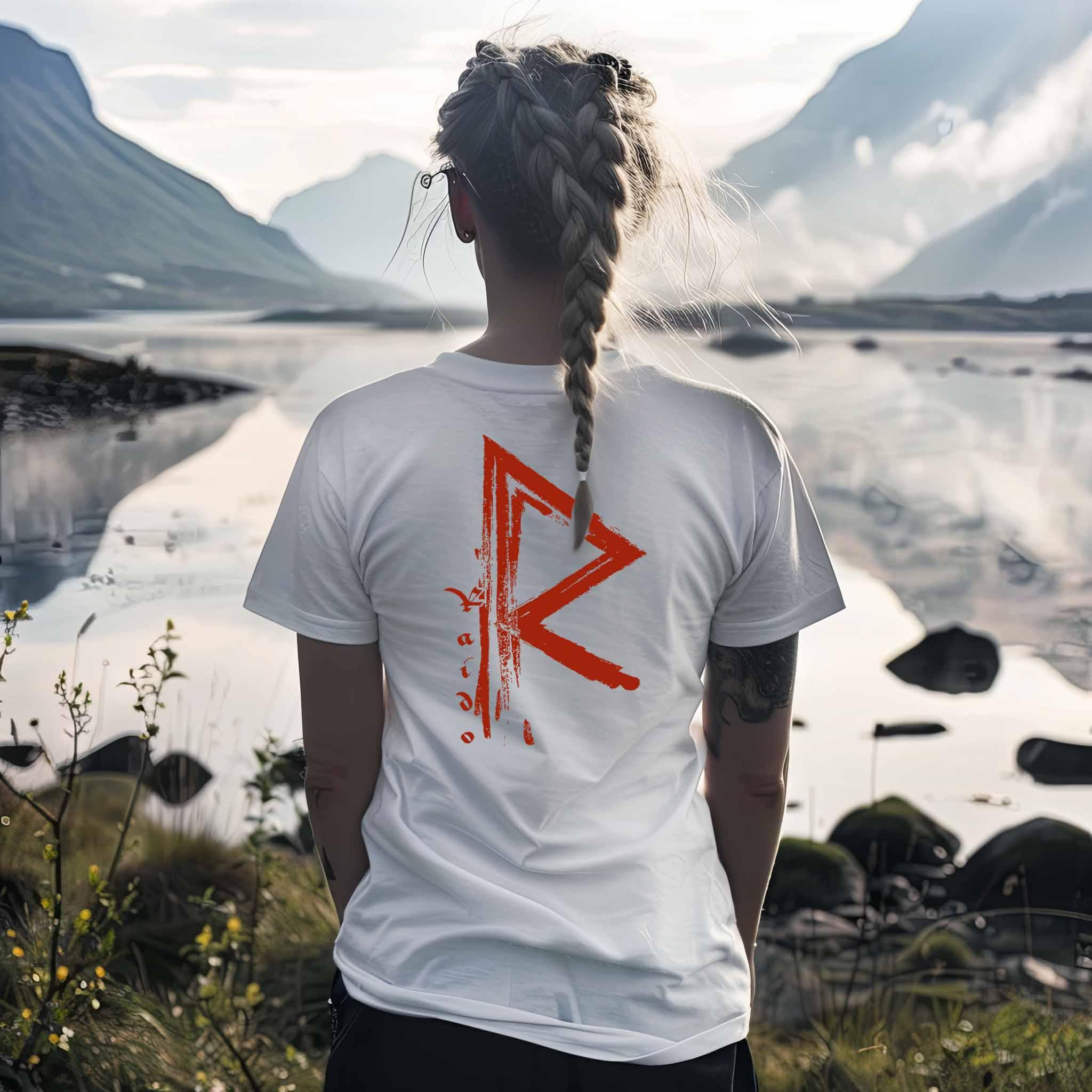 Schildmaiden Expresser Shirt mit Rune Raido - Wikinger-Design für Reisende & Abenteurer - Nordische Mythologie" - Nordic Viking Wear