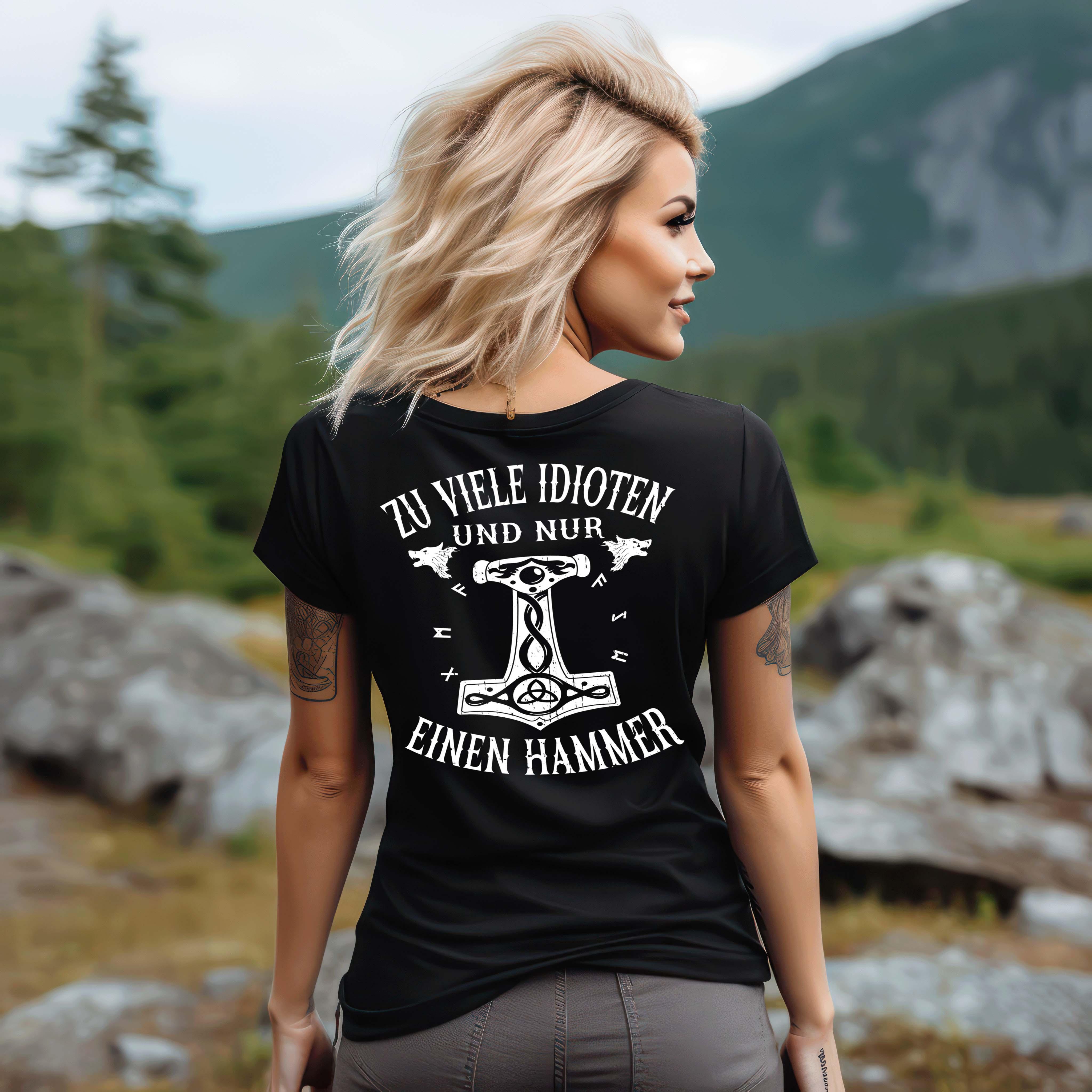Schildmaid Premium Shirt "Mjölnir und Wölfe" Backprint - Nordic Viking Wear