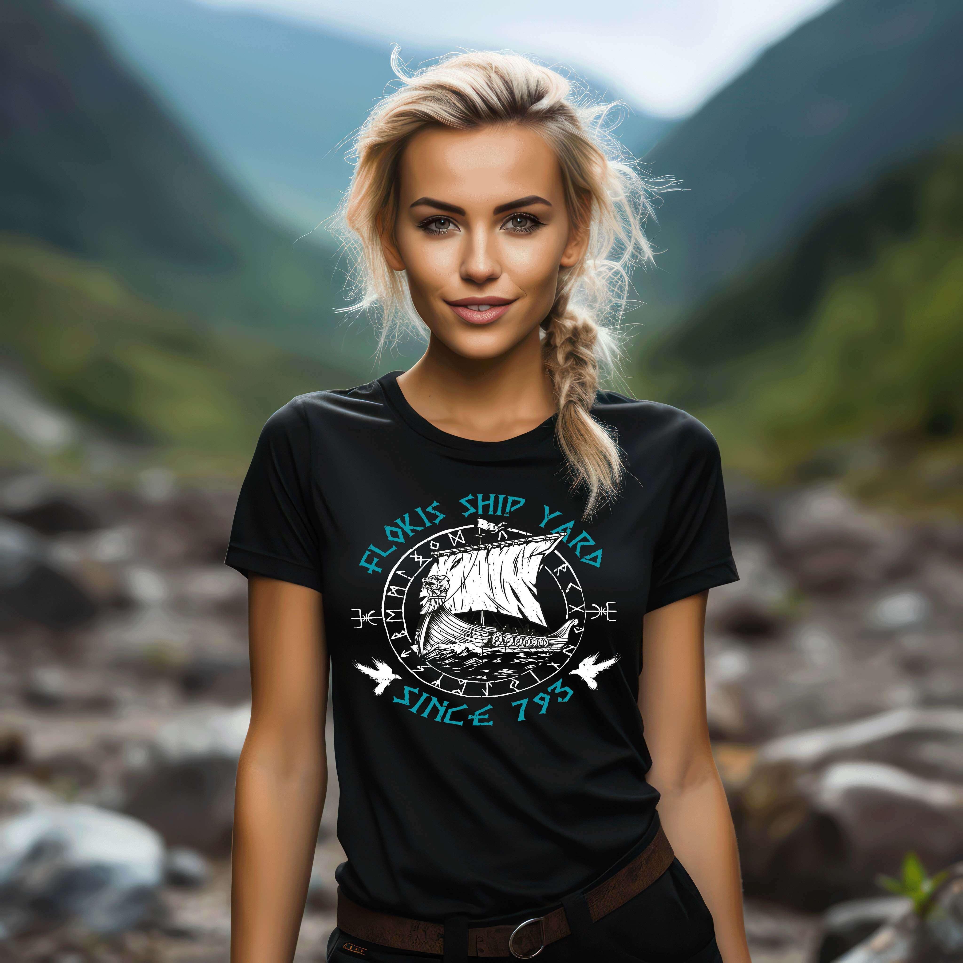 "Floki's Ship Yard" Damen Premium T-Shirt – Tribut an Wikinger-Handwerkskunst