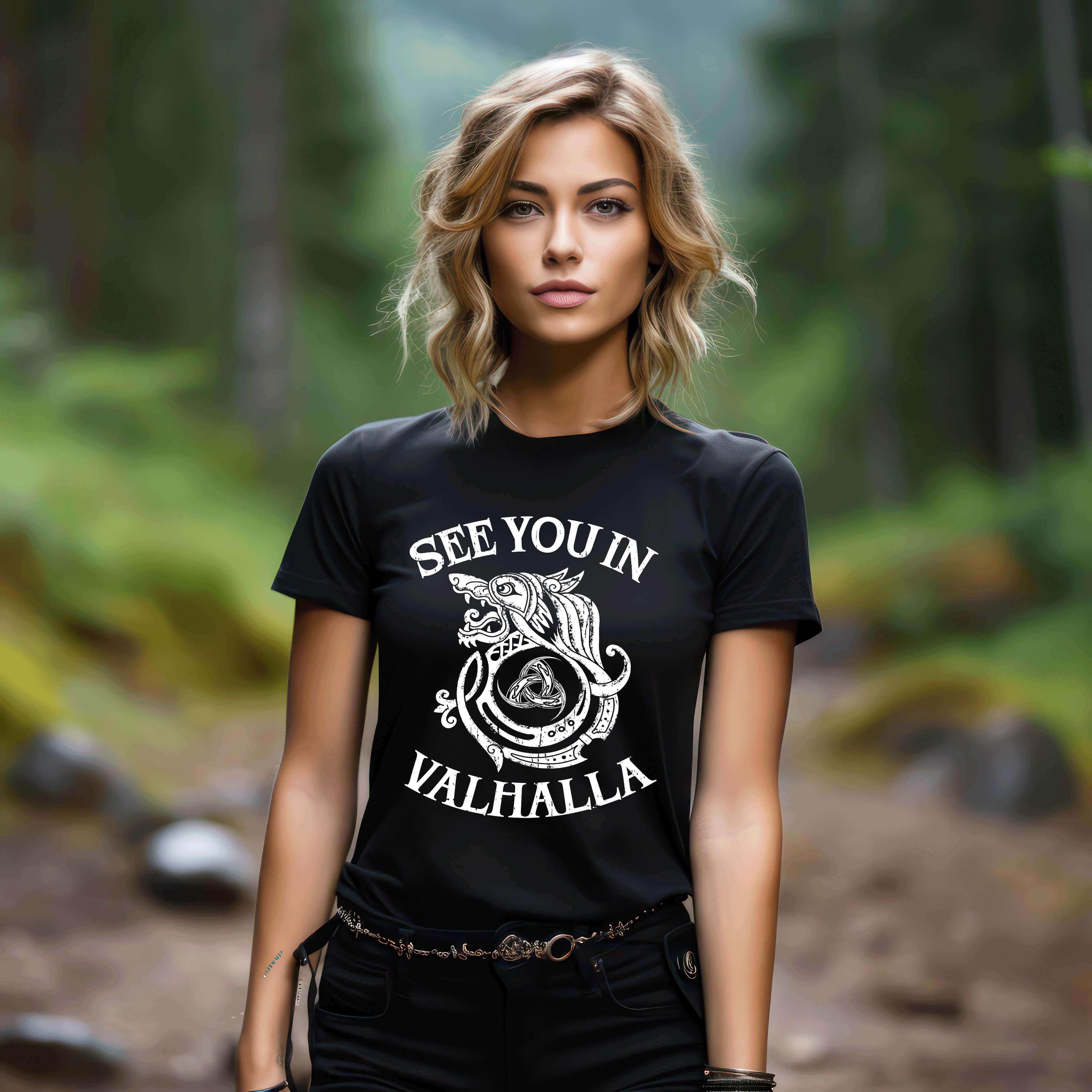 "See You in Valhalla" Damen Premium T-Shirt – Nordische Eleganz trifft auf Tapferkeit - Nordic Viking Wear