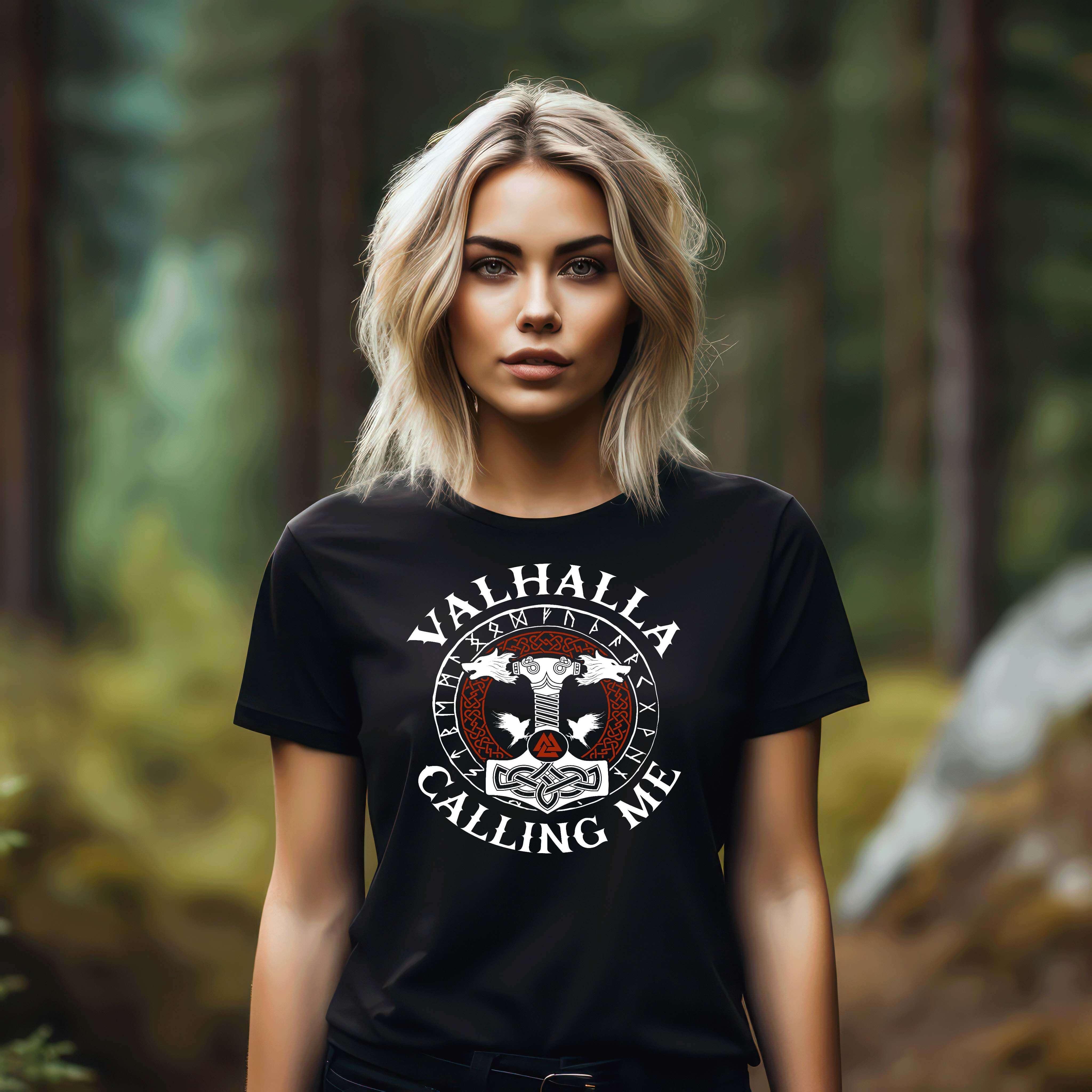 "Valhalla Calling Me" Damen Premium T-Shirt – Nordische Kraft trifft auf moderne Eleganz