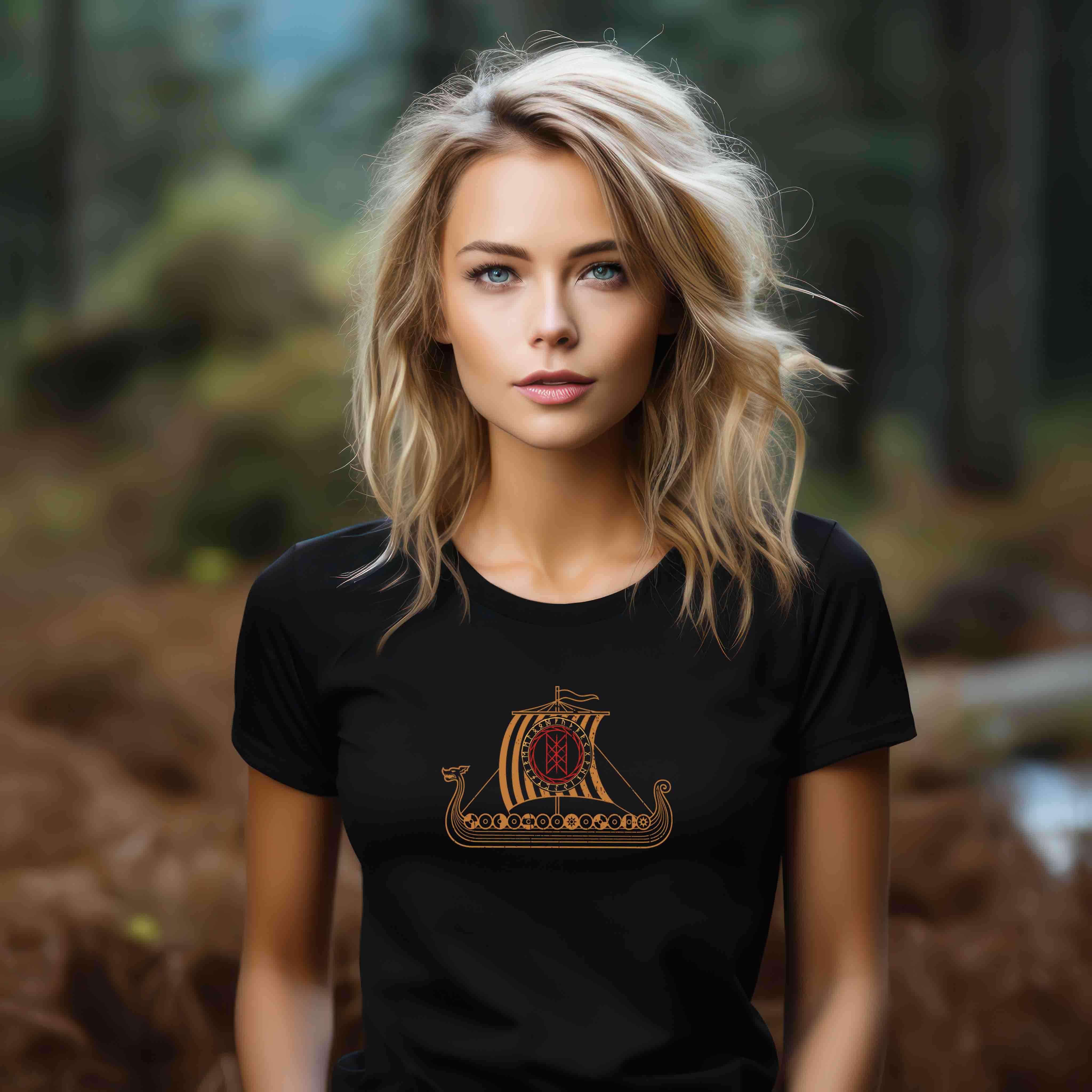 Schildmaiden Expresser Shirt Nordisches Design mit Runenschild – Wikinger Kleidung für Fans der nordischen Mythologie