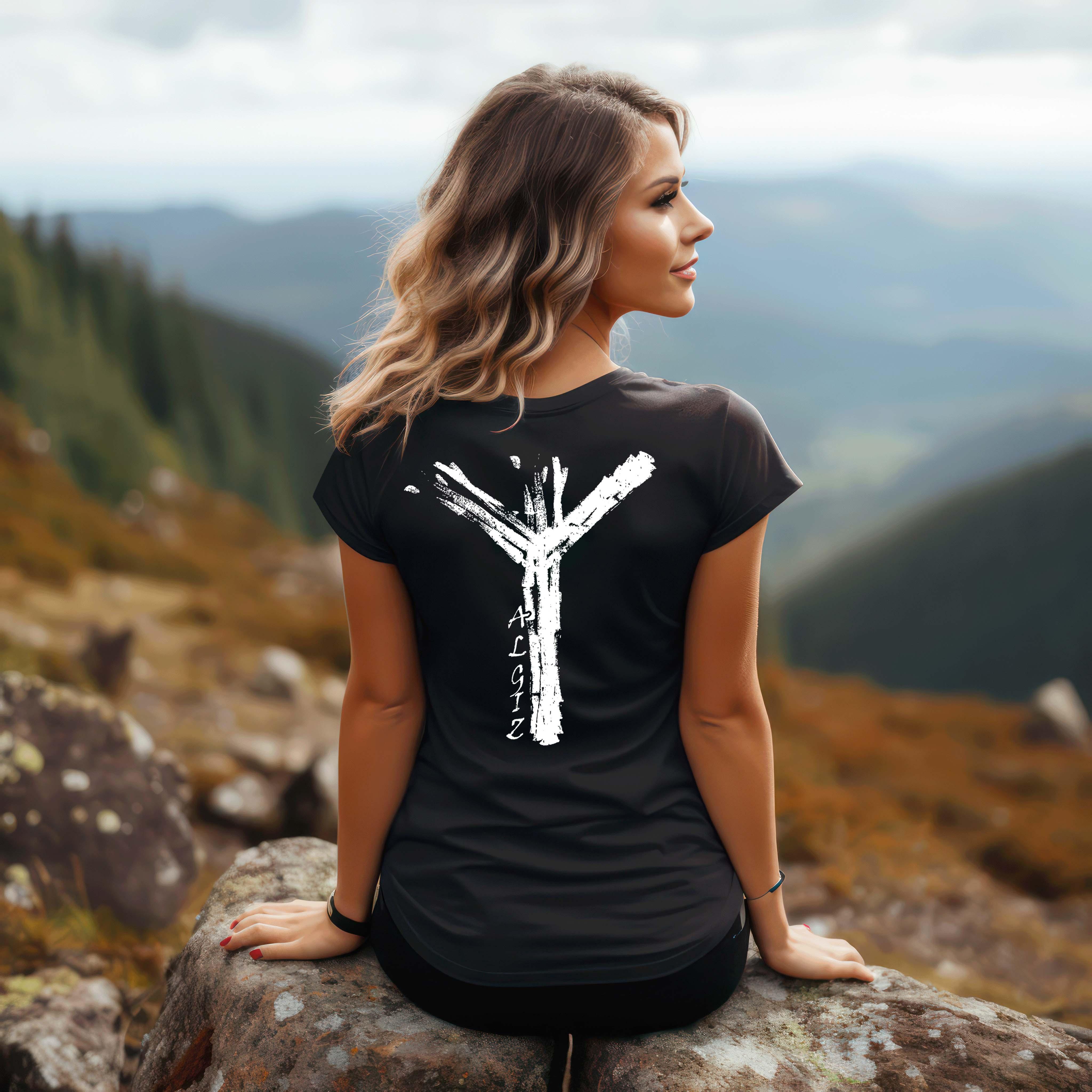 Premium Schildmaiden Shirt mit Algiz-Rune – Wikinger Symbol Schutz - Nordic Viking Wear