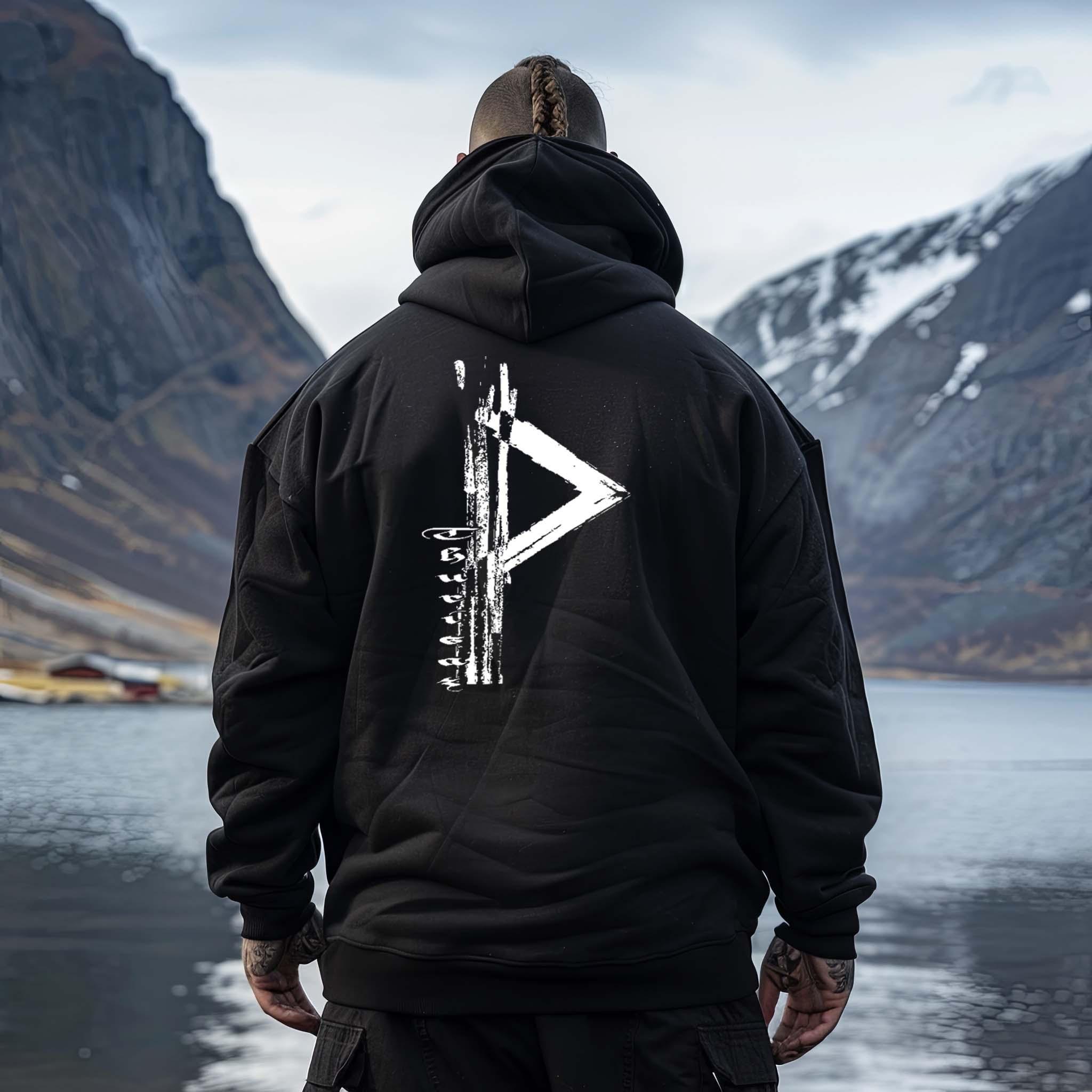 Wikinger Rune Thurisaz Oversized Hoodie - Nordic Viking Wear