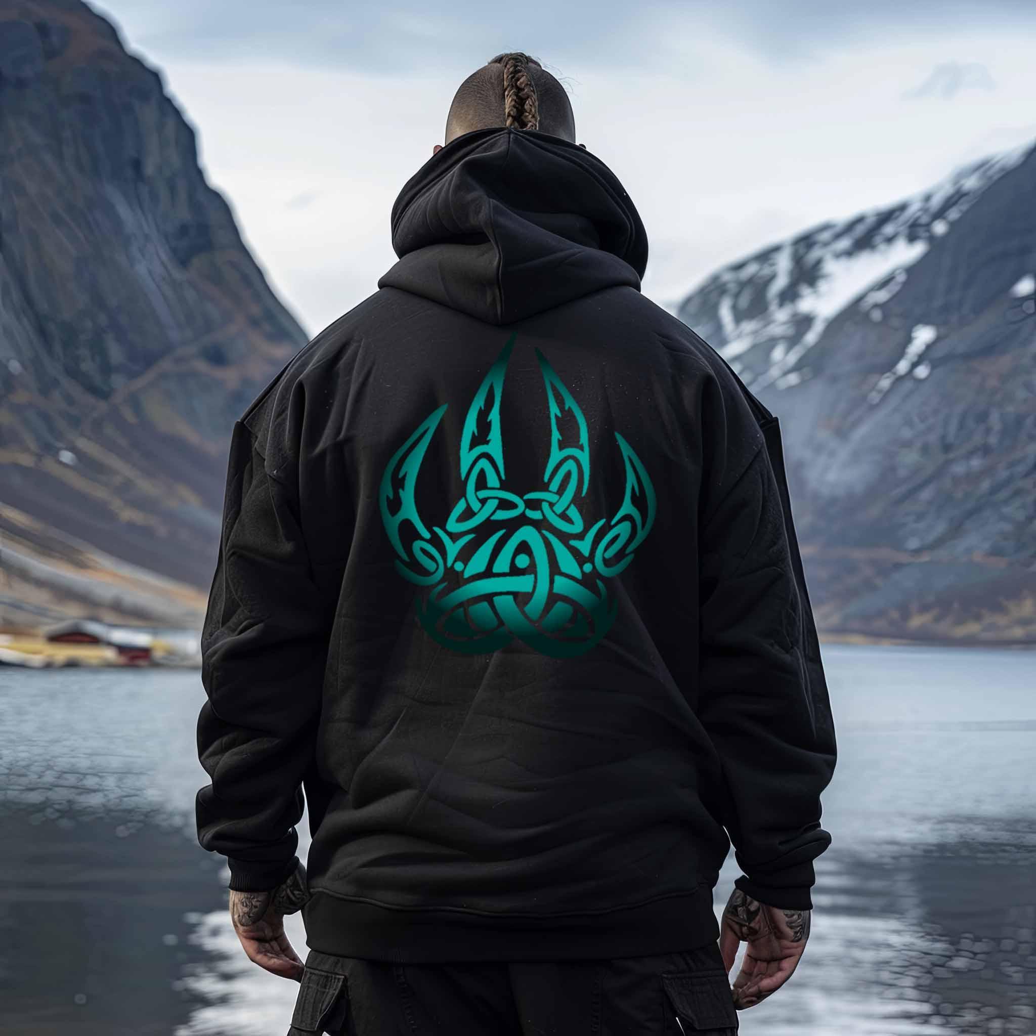 Wikinger Oversized Hoodie – Berserker Symbol mit nordischem Knotenmotiv - Nordic Viking Wear