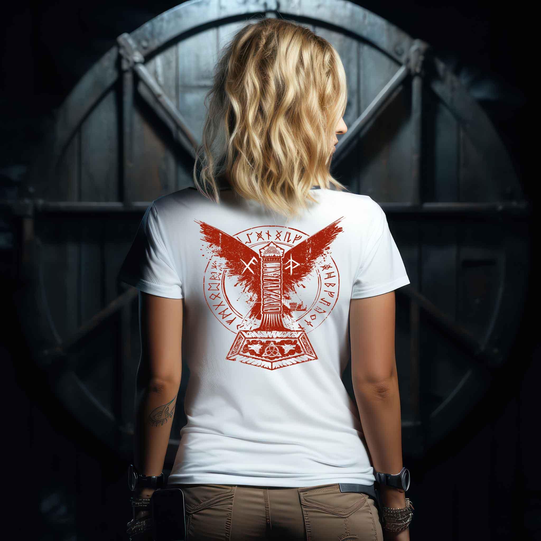 Schildmaiden Expresser Shirt– Thors Hammer mit Blutadler und Binde-Runen - Nordic Viking Wear