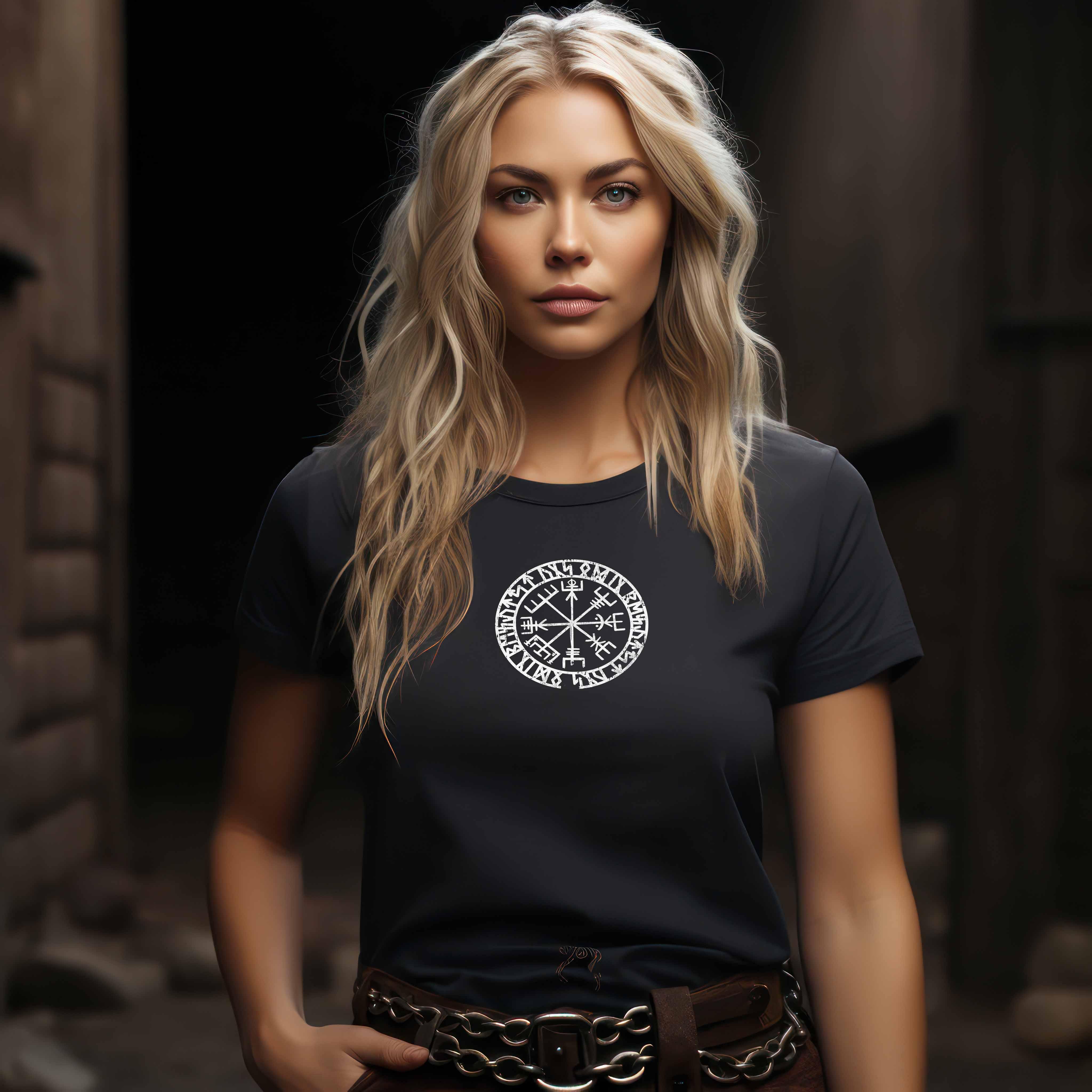 Vegvisir Runen-Kompass" Damen Premium T-Shirt – Inspiriert von der Wikinger-Navigation