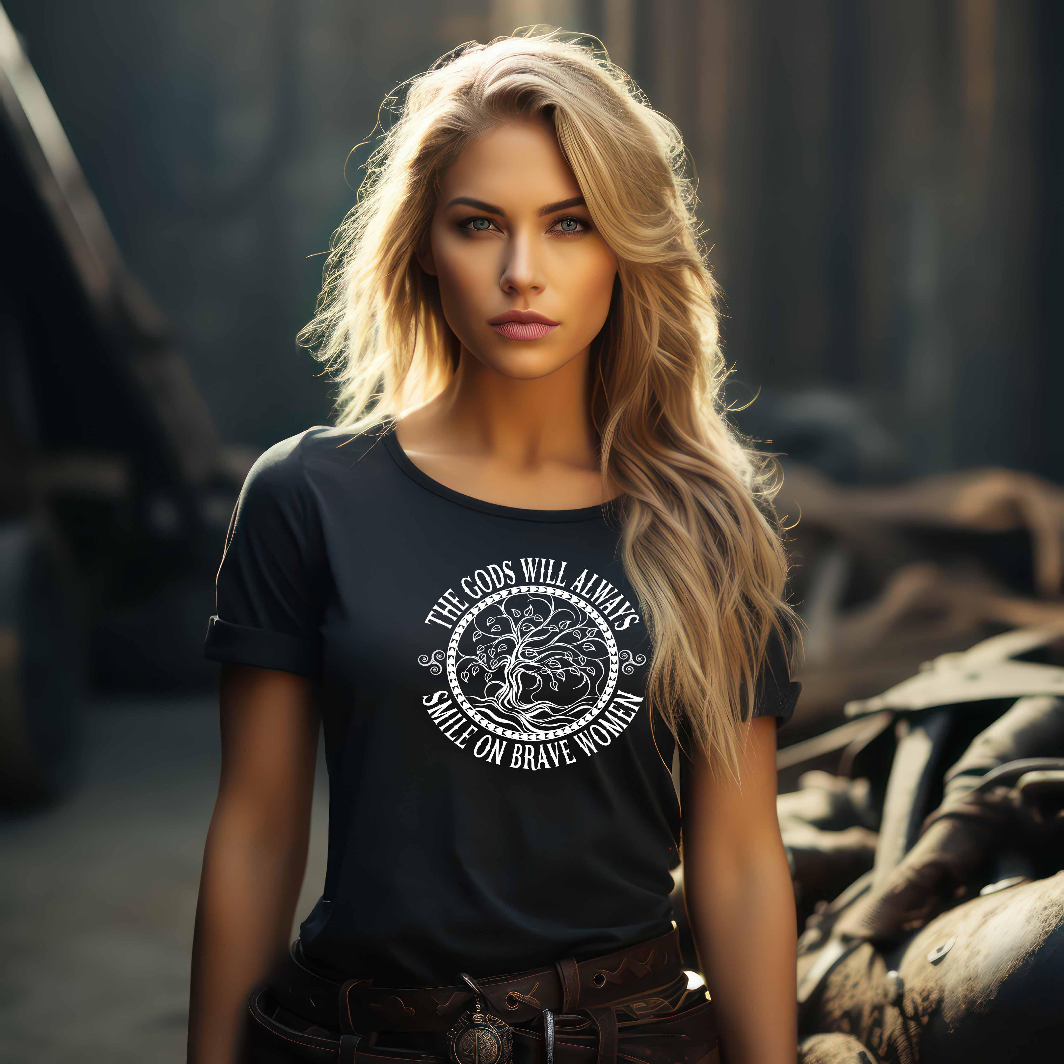 Schildmaiden Damen Premium T-Shirt mit Triskele und Lebensbaum Design - Nordic Viking Wear